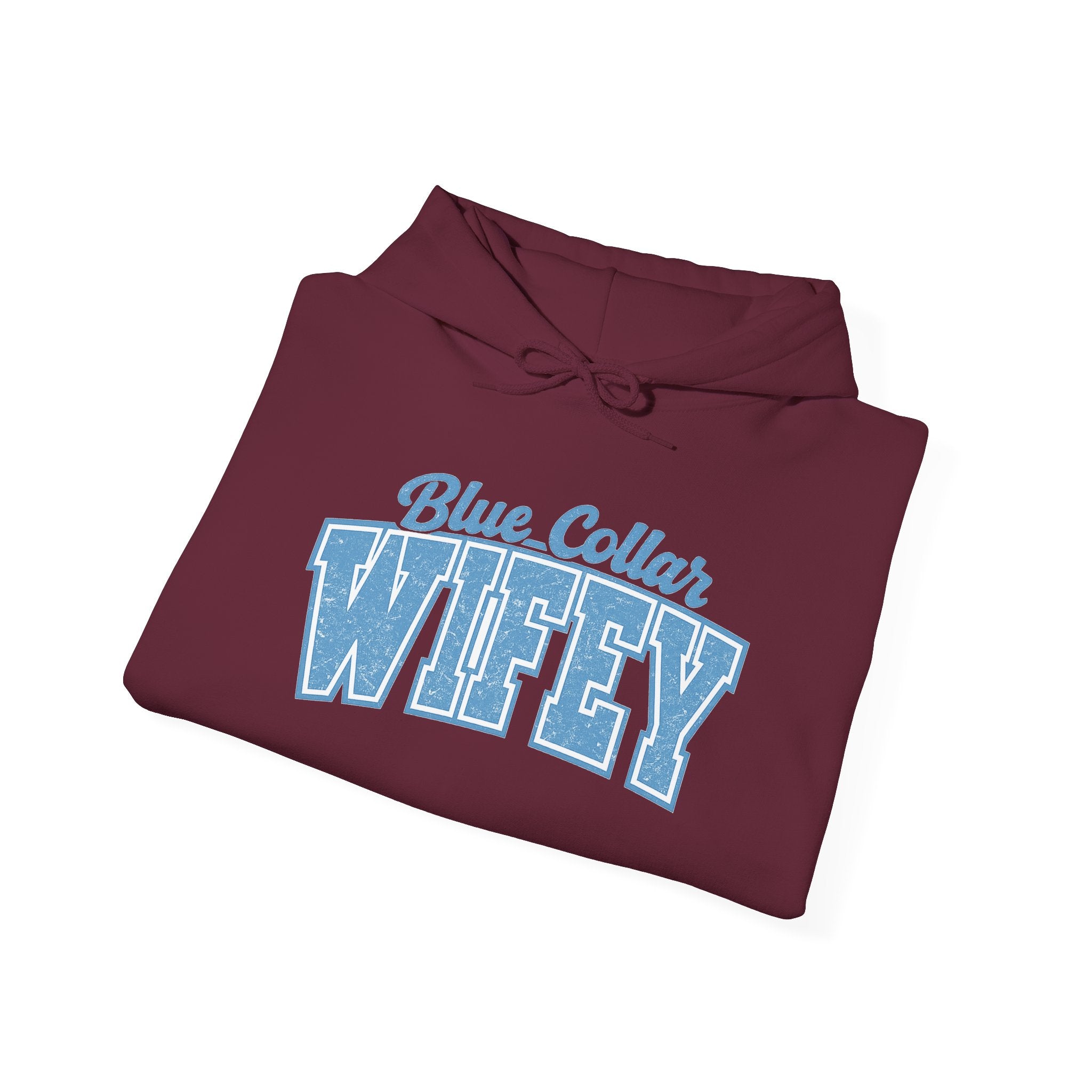 Blue Collar Wifey Hoodie – Retro Varsity Wife Sweatshirt