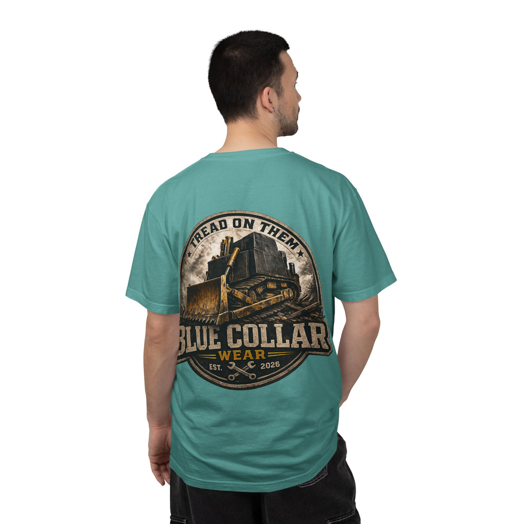 Blue Collar T-Shirt — "Tread On Them" Bulldozer Workwear Tee