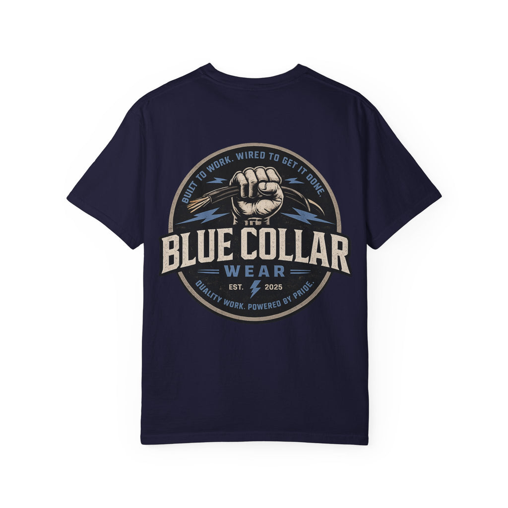 Blue Collar T-Shirt — Retro Workwear Fist Logo