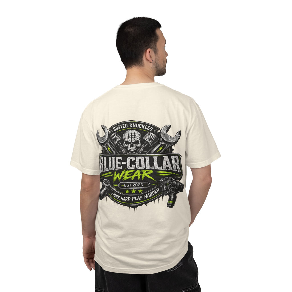 Blue-Collar Wear T-Shirt Mechanic — "Busted Knuckles" Workwear Graphic