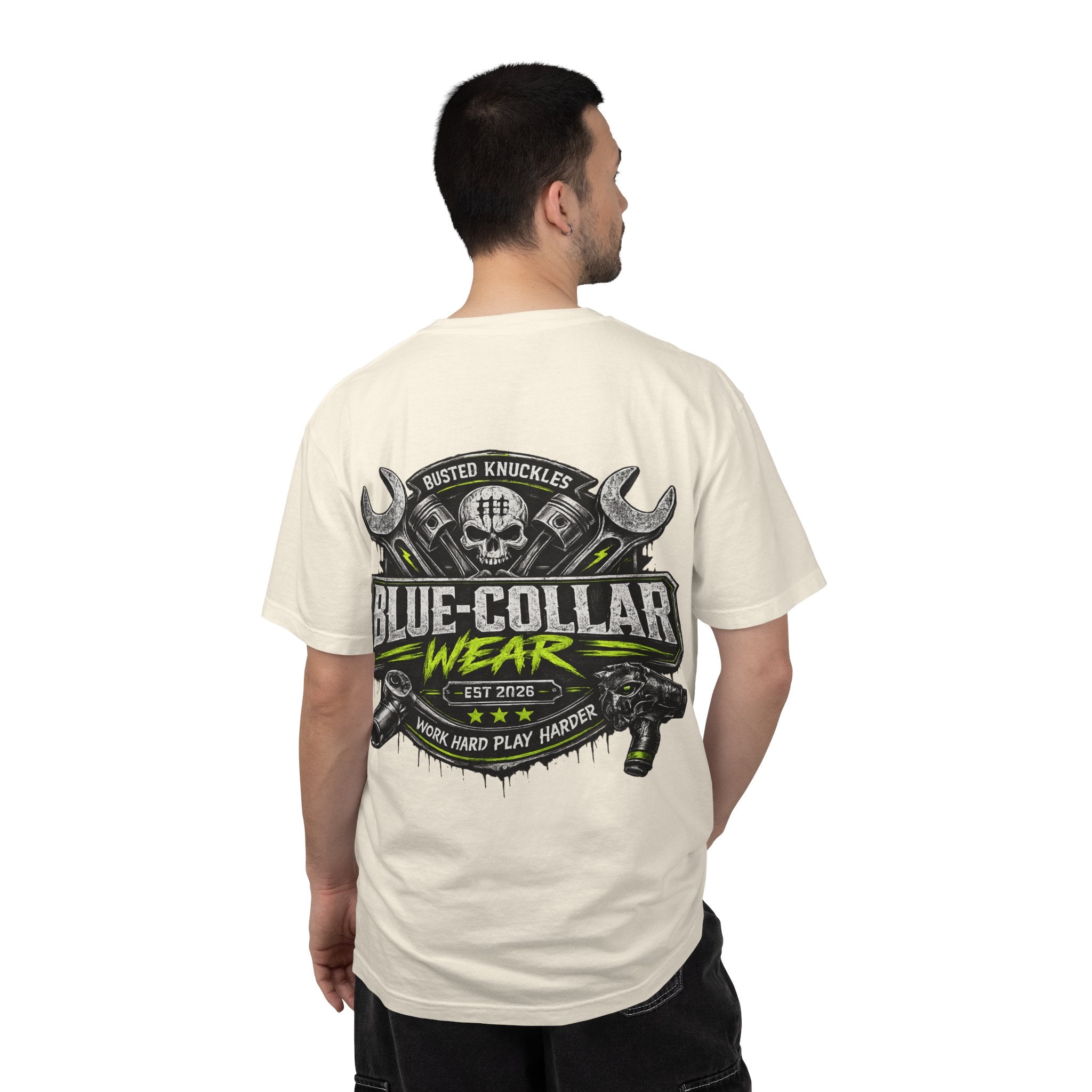 Blue-Collar Wear T-Shirt Mechanic — "Busted Knuckles" Workwear Graphic