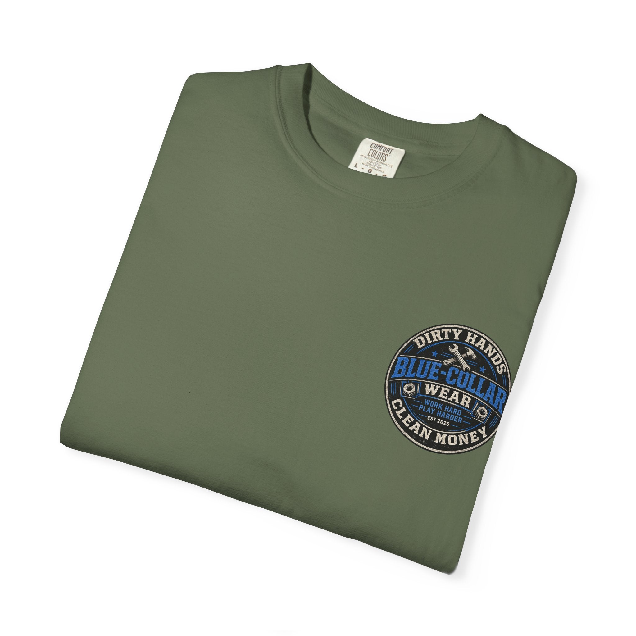 Blue-Collar T-Shirt — "Dirty Hands, Clean Money" Workwear Graphic Tee