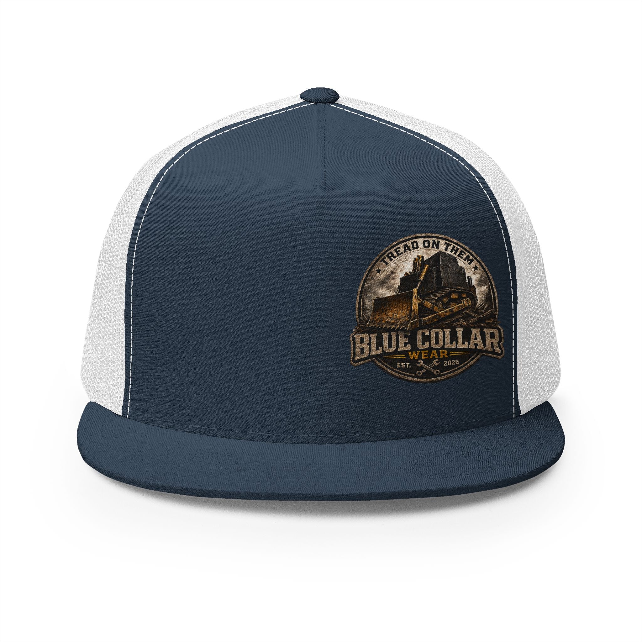 Blue Collar Workwear Trucker Cap — Lead On Team Vintage Construction Logo