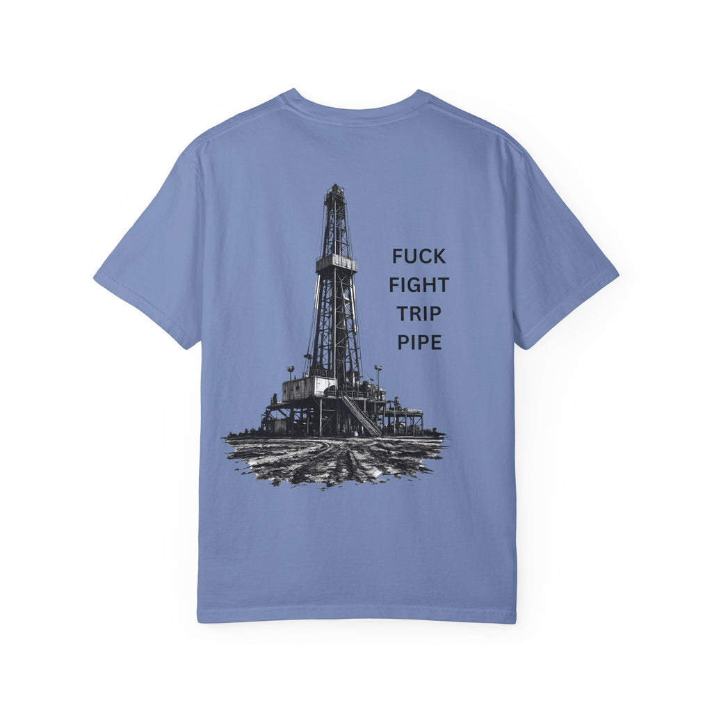 Oil Rig Illustration T-shirt | Fuck Fight Trip Pipe