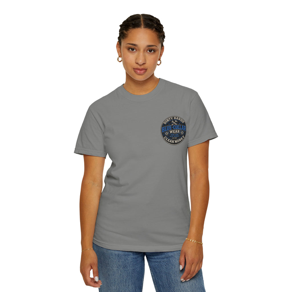 Blue-Collar T-Shirt — "Dirty Hands, Clean Money" Workwear Graphic Tee