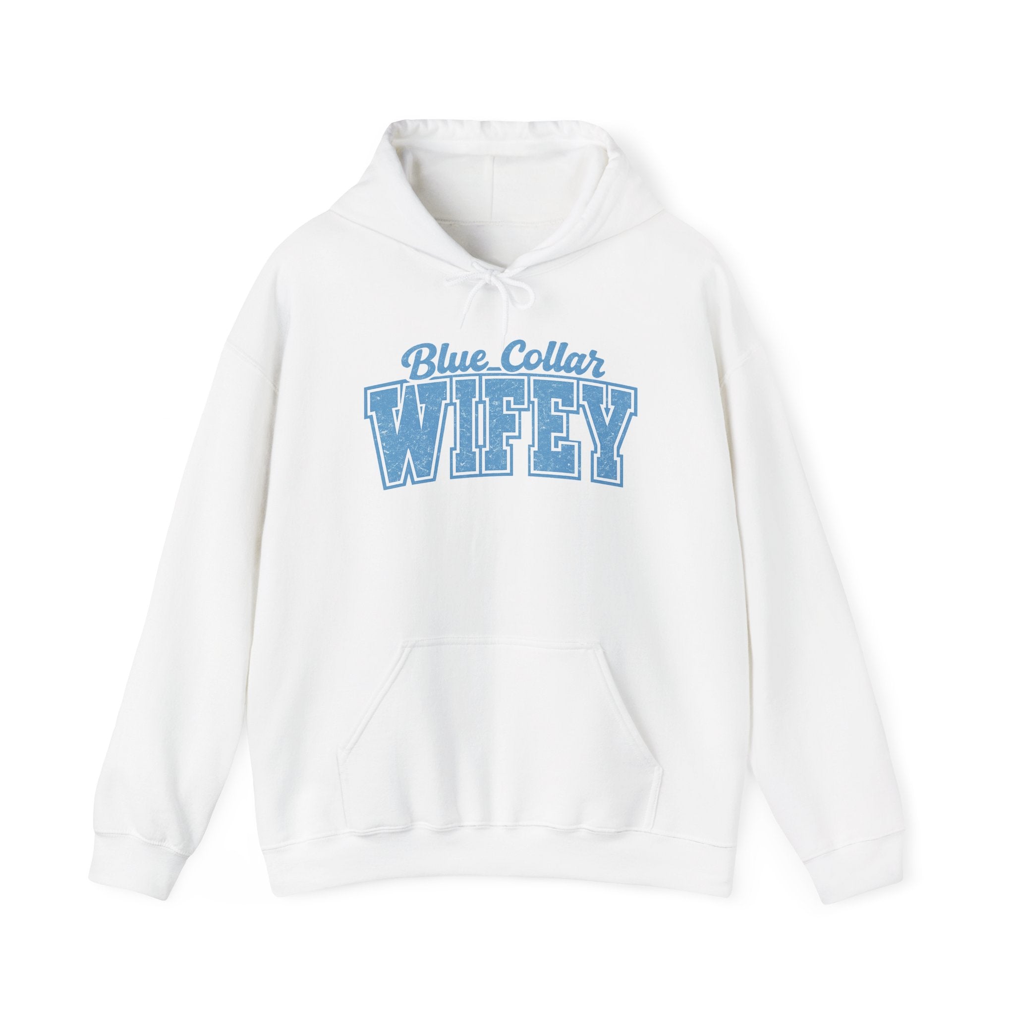 Blue Collar Wifey Hoodie – Retro Varsity Wife Sweatshirt