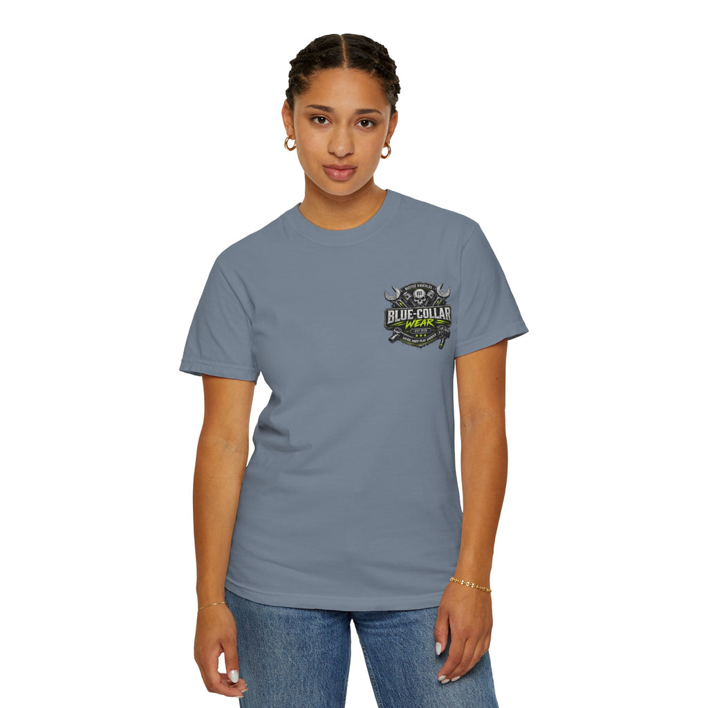 Blue-Collar Wear T-Shirt Mechanic — "Busted Knuckles" Workwear Graphic