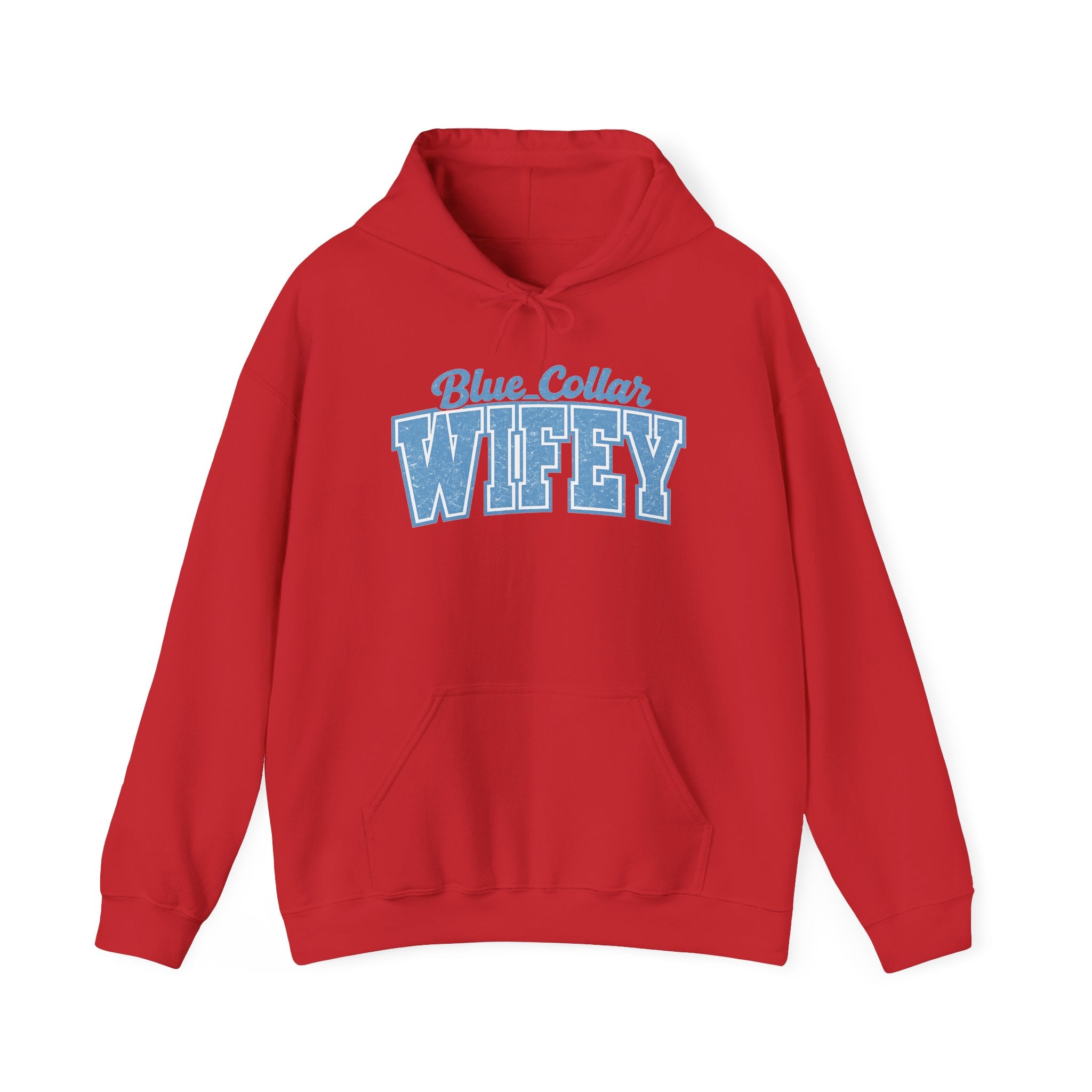 Blue Collar Wifey Hoodie – Retro Varsity Wife Sweatshirt