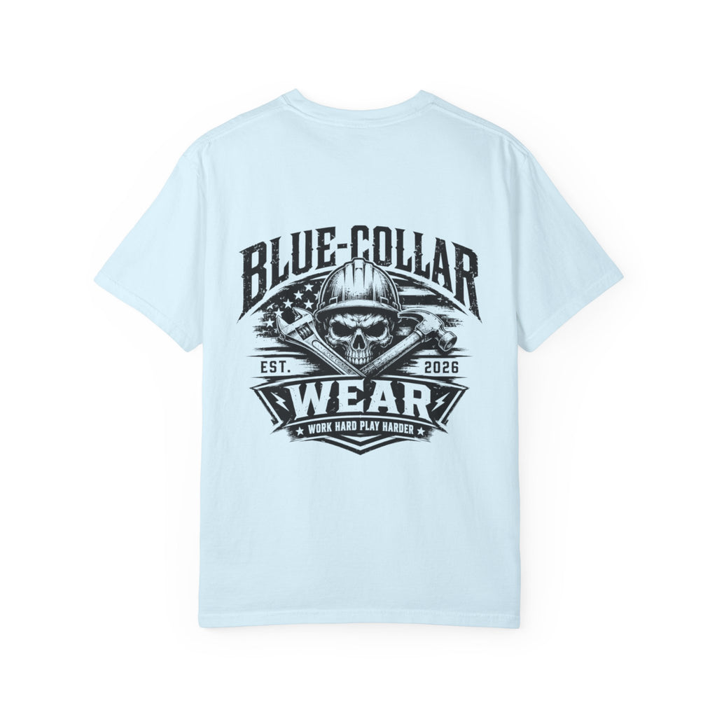 Blue-Collar Wear T-Shirt — "Work Hard • Play Harder" Retro Workwear Tee