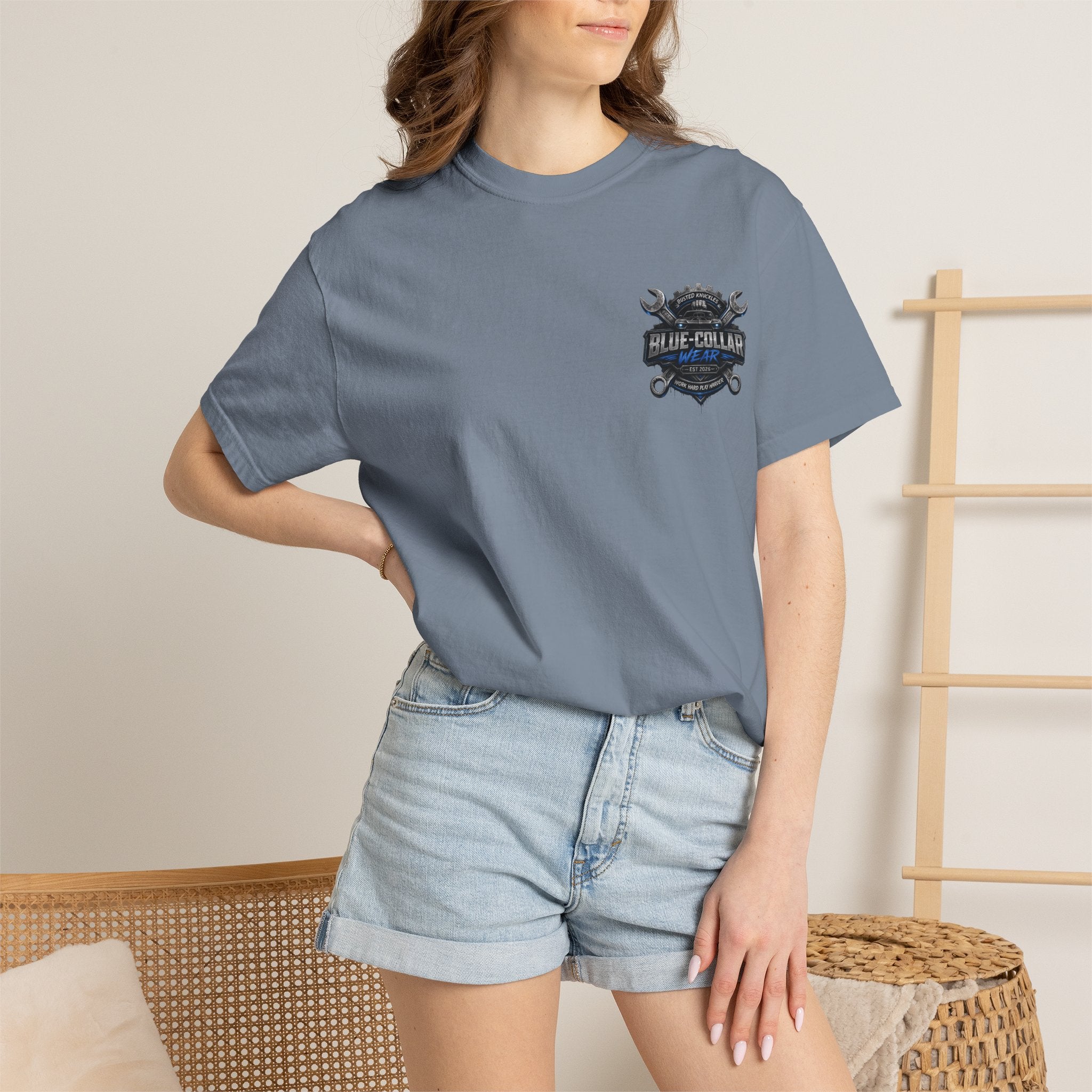 Blue-Collar Wear T-Shirt Mechanic — Busted Knuckles Mechanics Graphic Tee