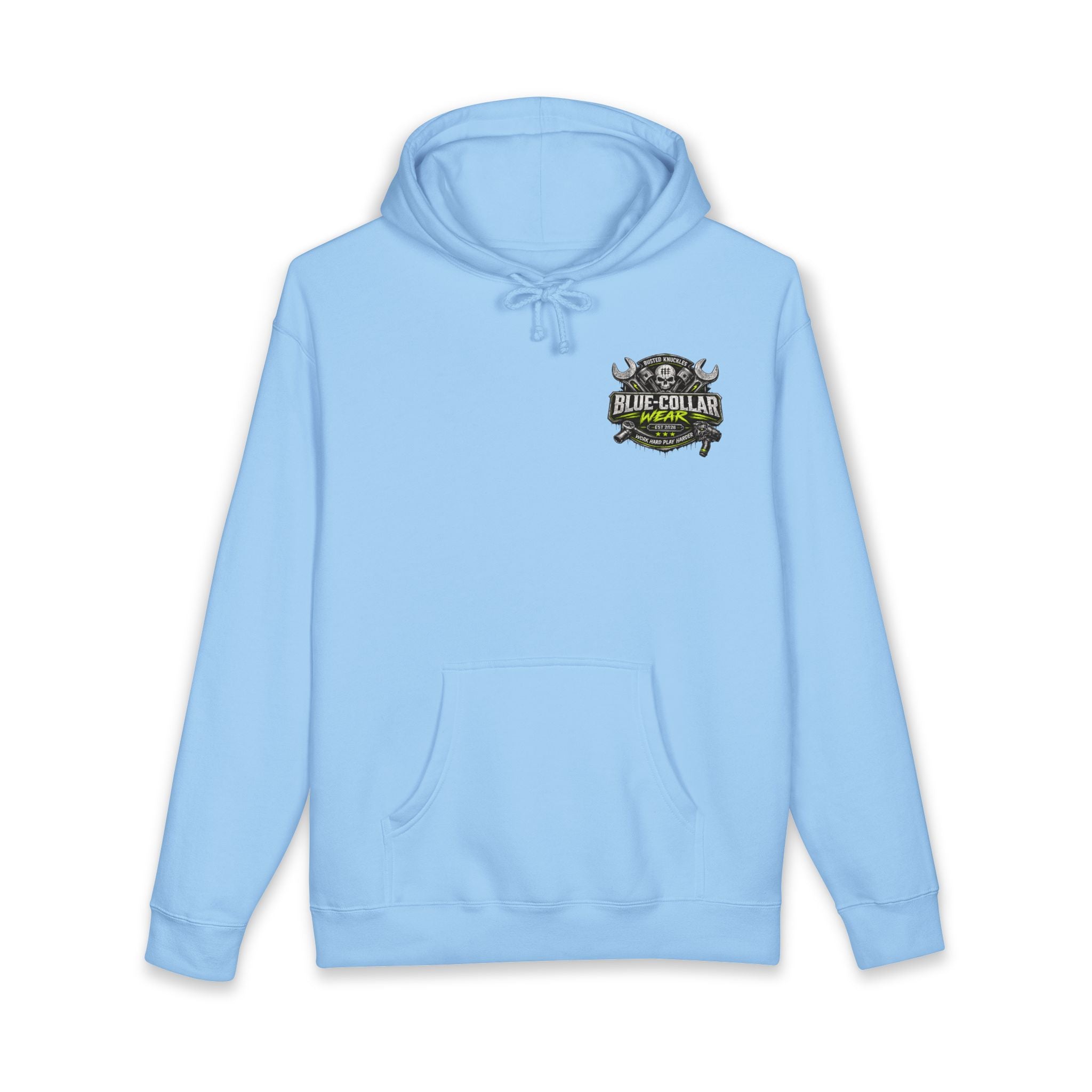 Blue-Collar Wear Hoodie Mechanic — "Blue-Collar Wear" Skull & Wrench Workwear Pullover
