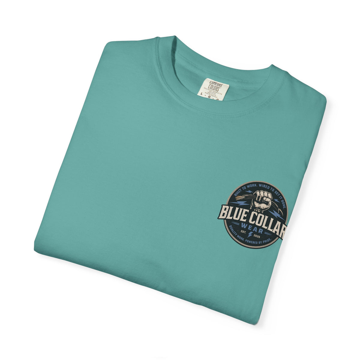Blue Collar T-Shirt — Retro Workwear Fist Logo