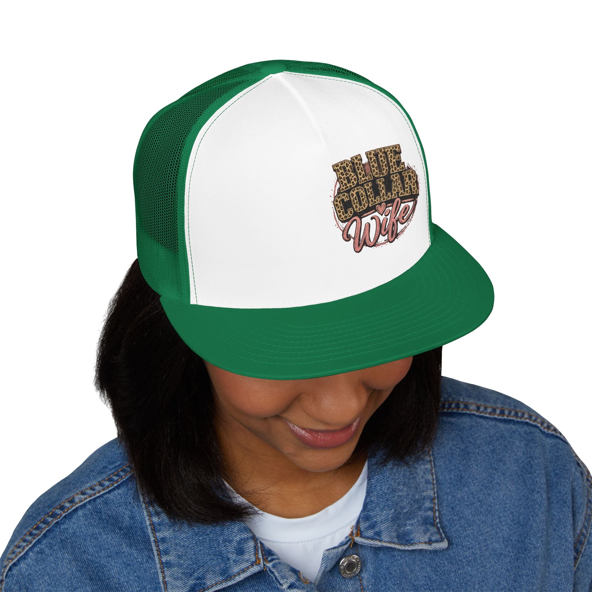Blue Collar Wife Trucker Cap – Leopard Print Workwife Snapback