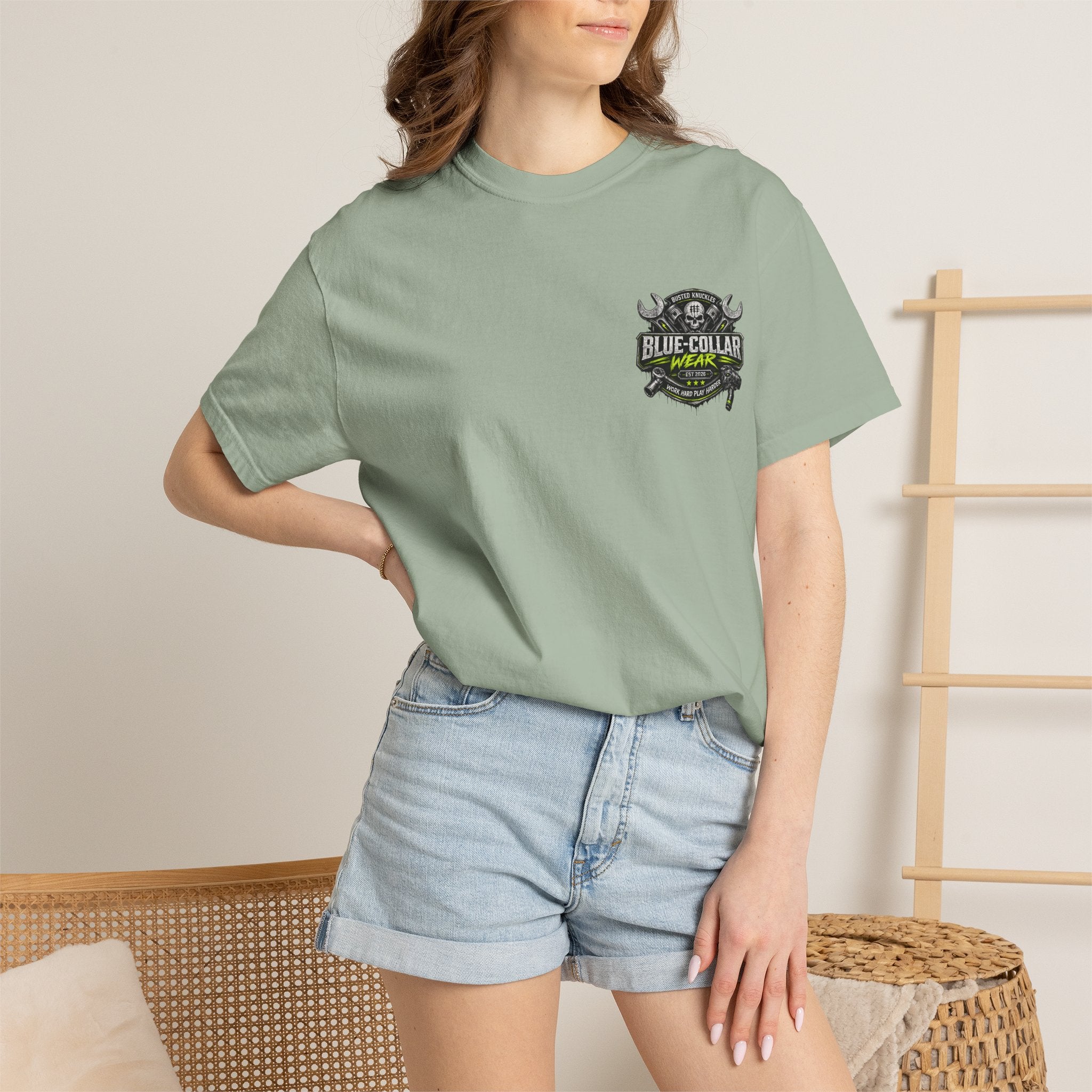 Blue-Collar Wear T-Shirt Mechanic — "Busted Knuckles" Workwear Graphic