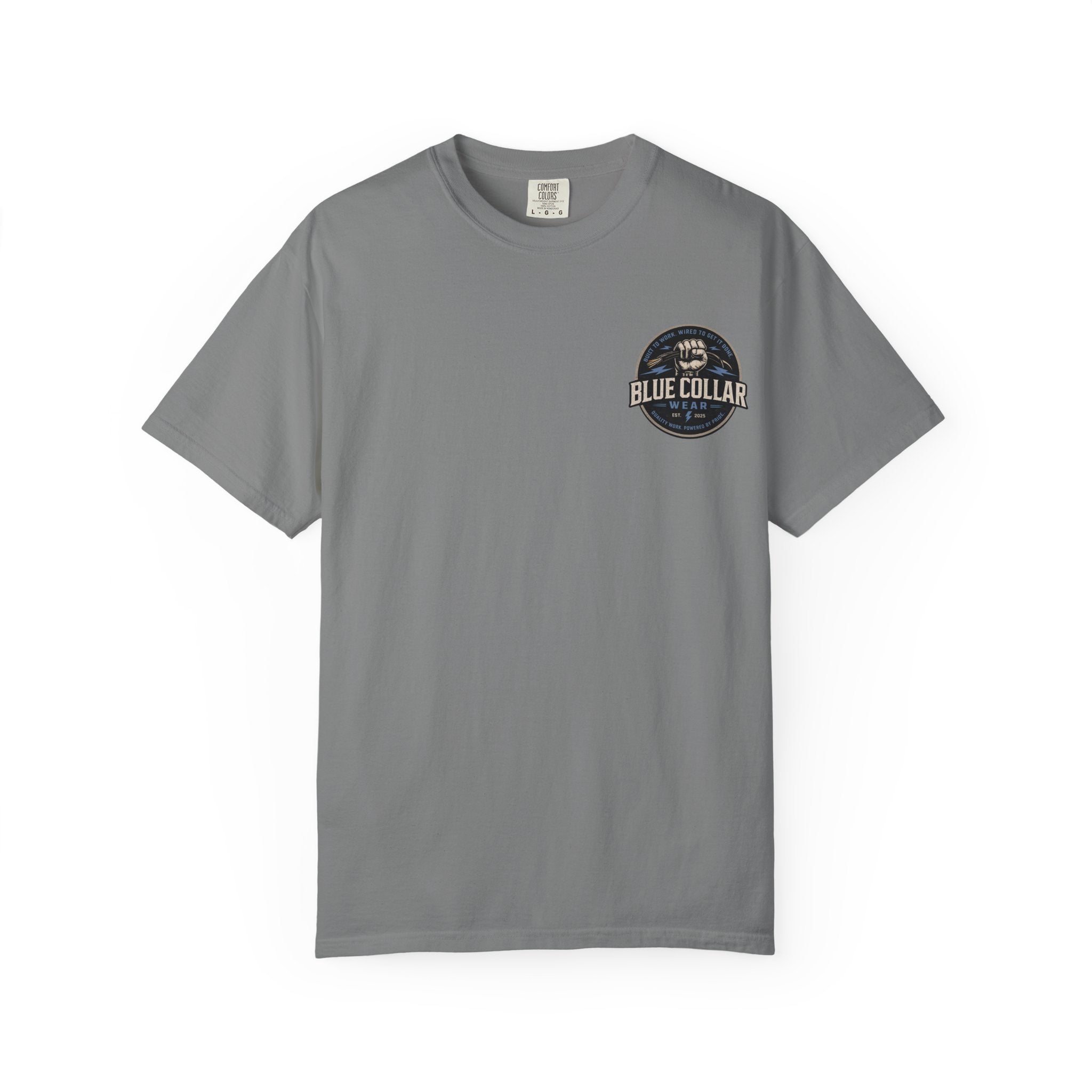 Blue Collar T-Shirt — Retro Workwear Fist Logo