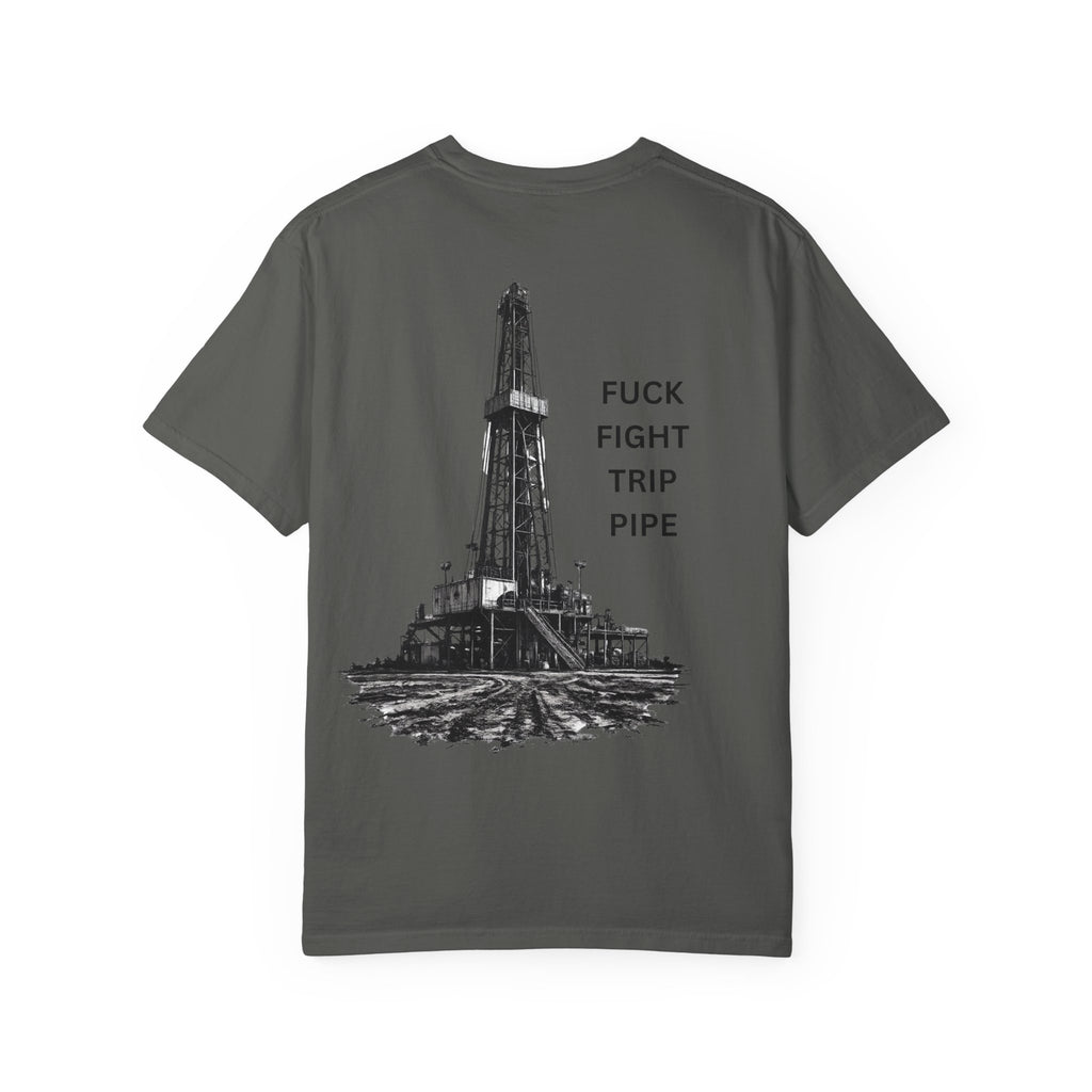 Oil Rig Illustration T-shirt | Fuck Fight Trip Pipe