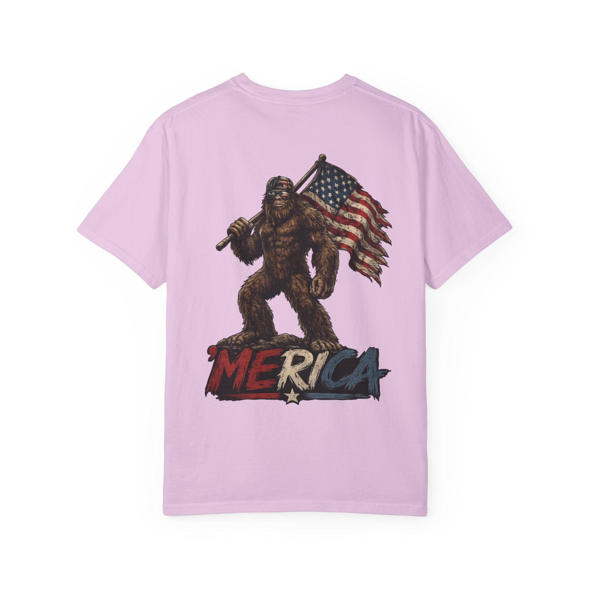 Merica Bigfoot Flag T-Shirt — 'Blue Collar' Patriotic Graphic Tee