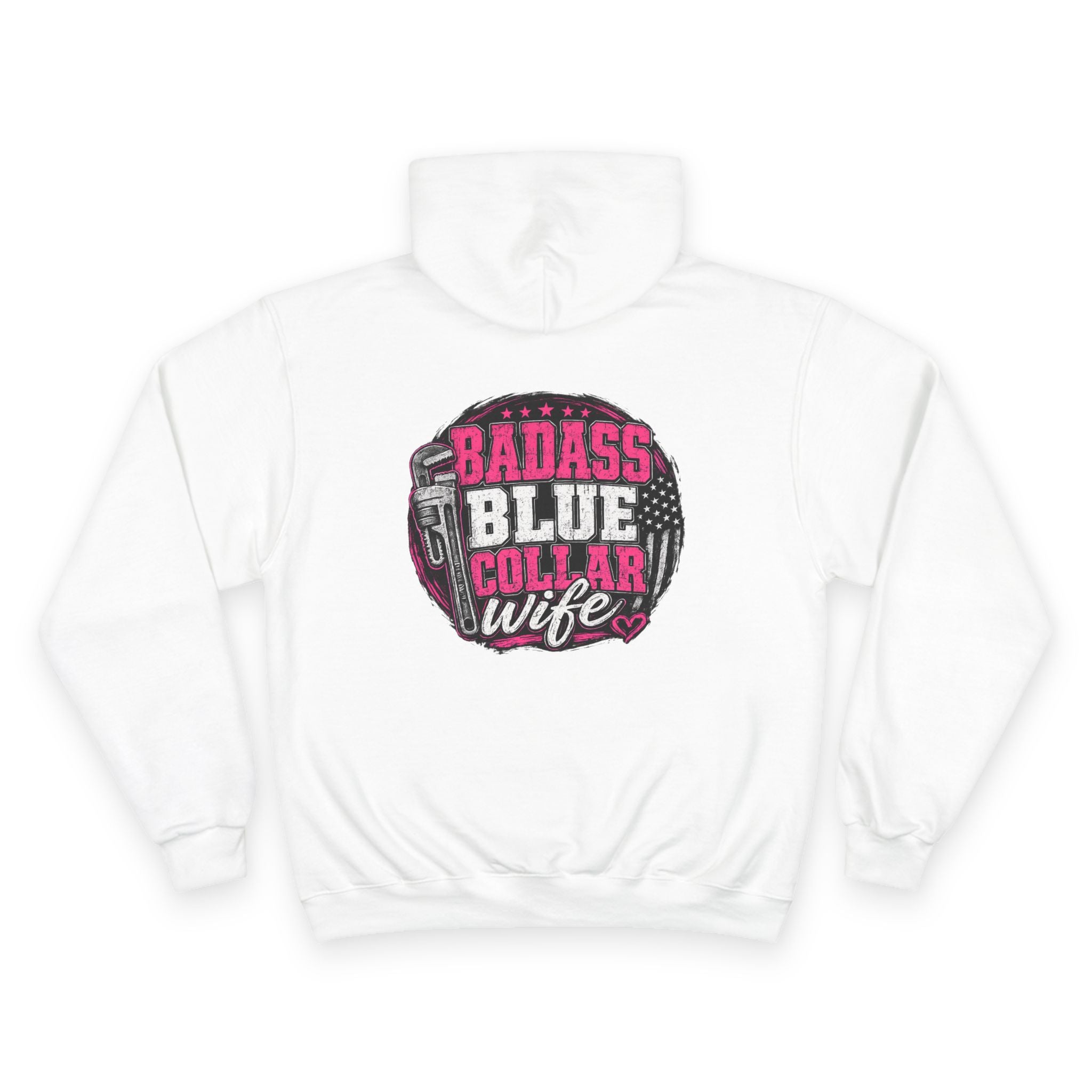 Badass Blue Collar Wife Hoodie — Patriotic Blue-Collar Wife Pullover