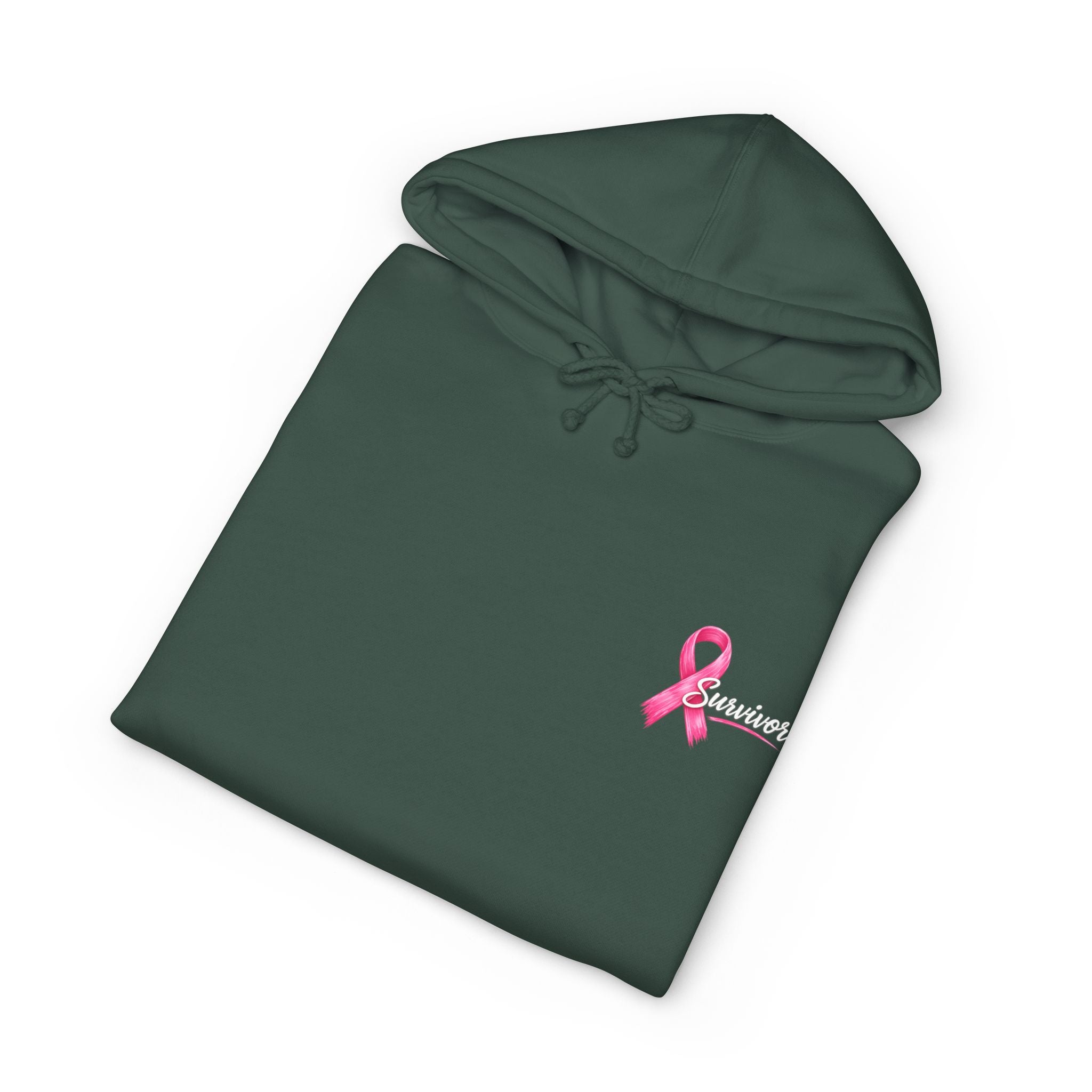 Breast Cancer Survivor Hoodie – 'Survivor, Not Just A Fighter' Pink Ribbon Pullover