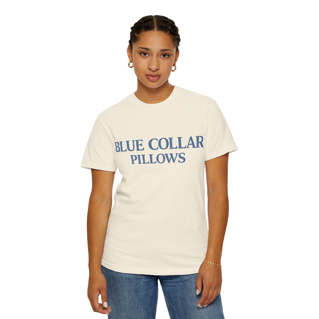 Blue Collar Pillows T-Shirt — Vintage Serif Logo Tee