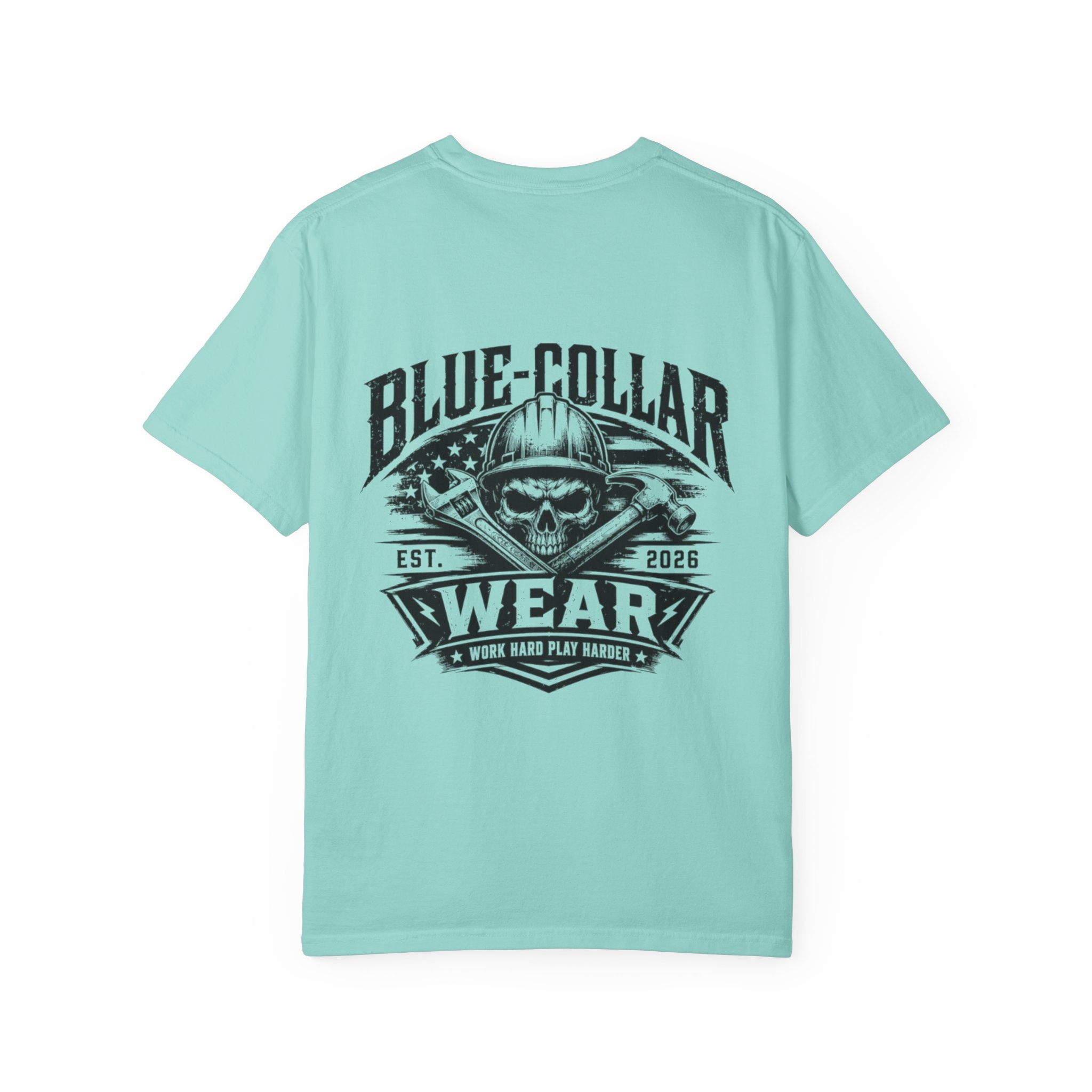 Blue-Collar Wear T-Shirt — "Work Hard • Play Harder" Retro Workwear Tee
