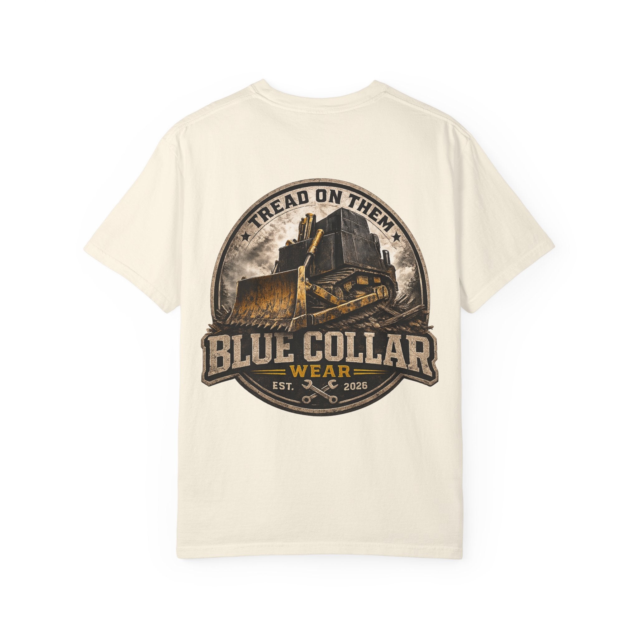 Blue Collar T-Shirt — "Tread On Them" Bulldozer Workwear Tee
