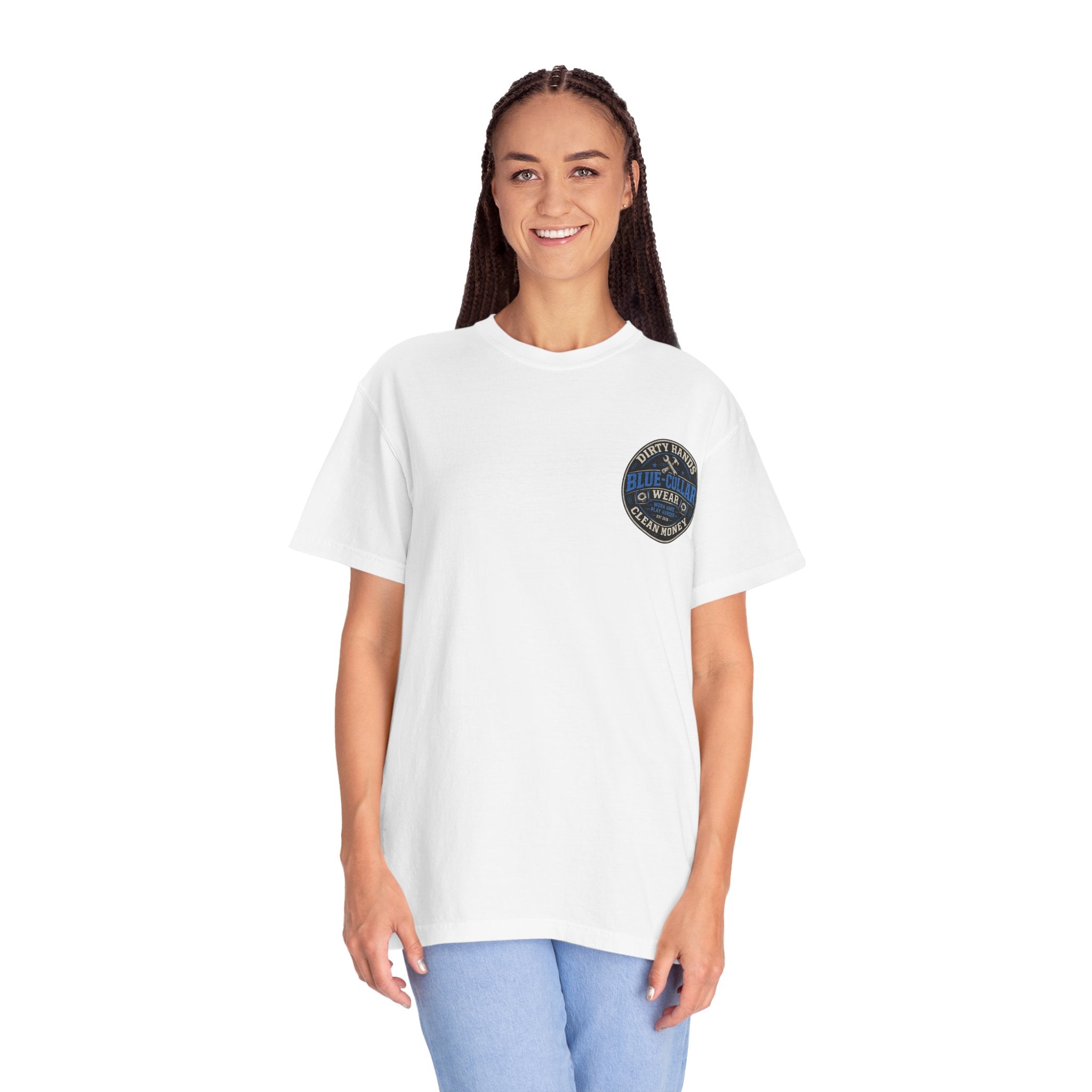 Blue-Collar T-Shirt — "Dirty Hands, Clean Money" Workwear Graphic Tee