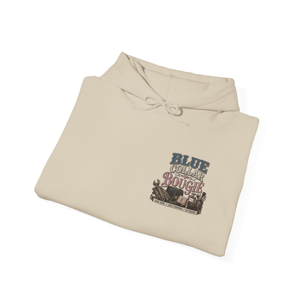 Blue Collar Bougie Hoodie — Rustic Workwear Graphic Pullover