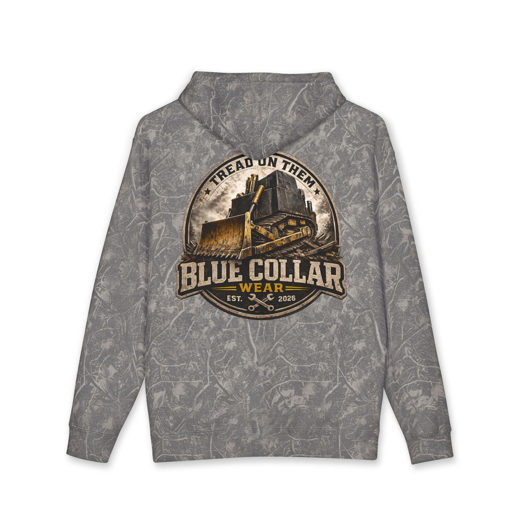 Blue Collar Hoodie — Vintage Workwear 'Tread On Them' Heavyweight Hooded Sweatshirt