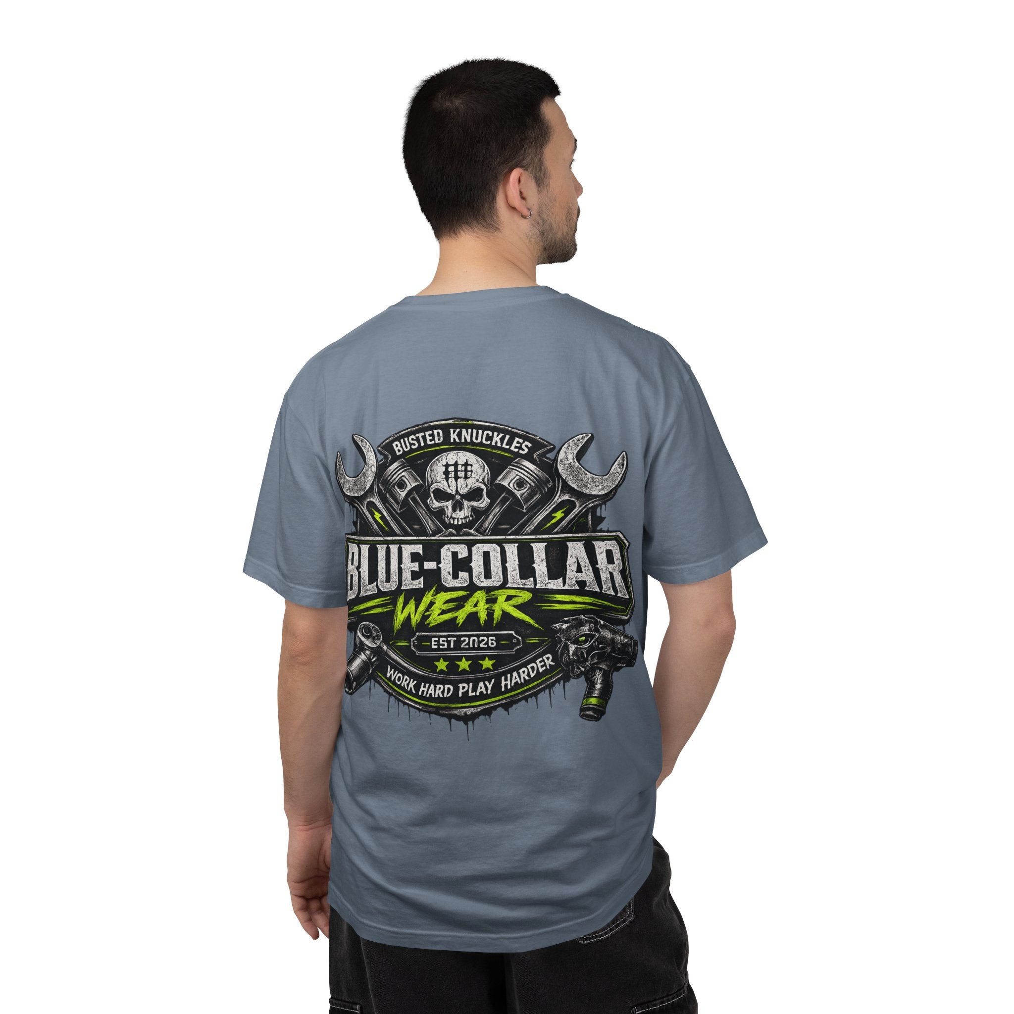 Blue-Collar Wear T-Shirt Mechanic — "Busted Knuckles" Workwear Graphic