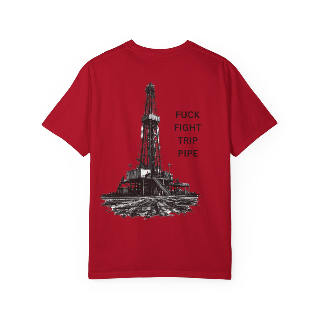 Oil Rig Illustration T-shirt | Fuck Fight Trip Pipe