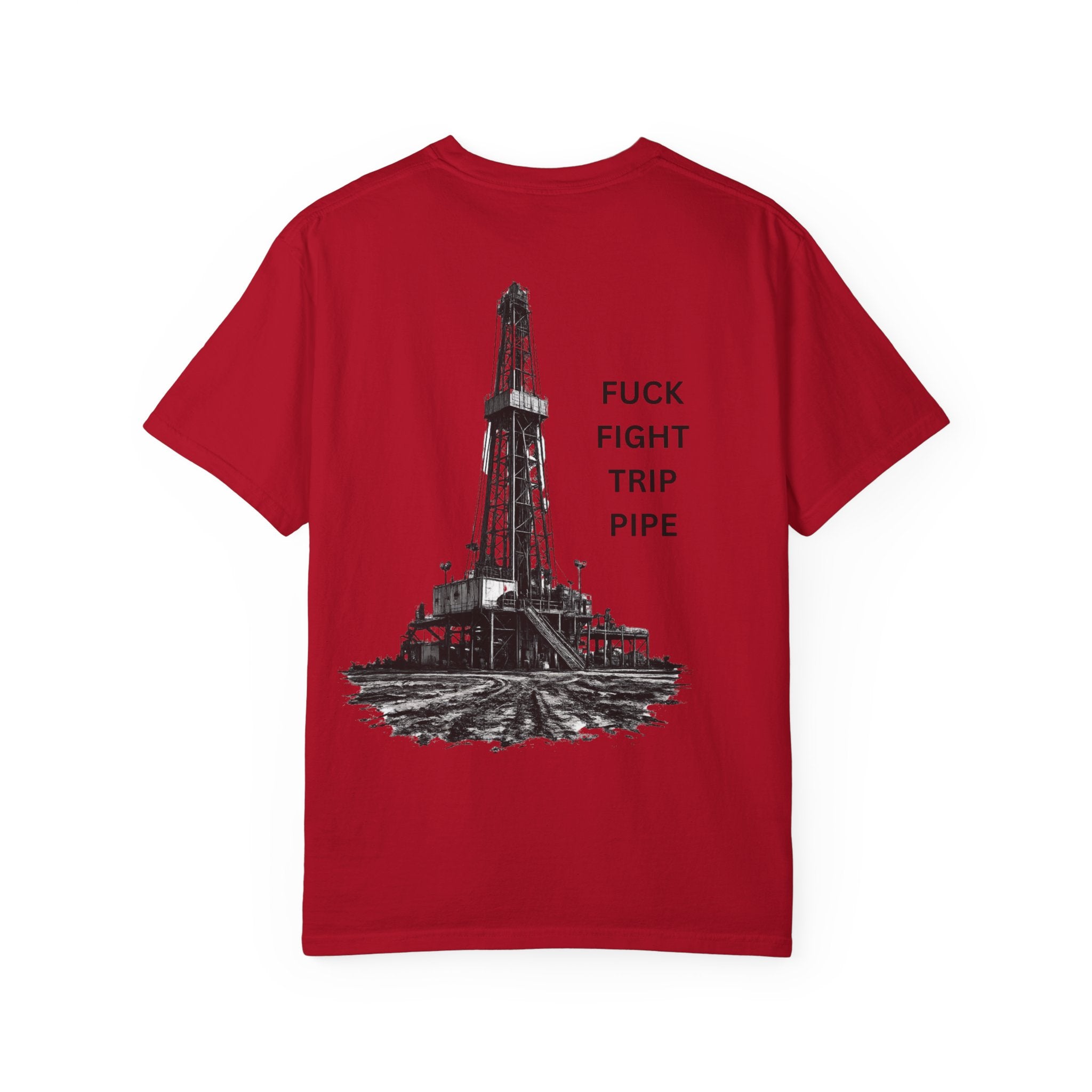 Oil Rig Illustration T-shirt | Fuck Fight Trip Pipe