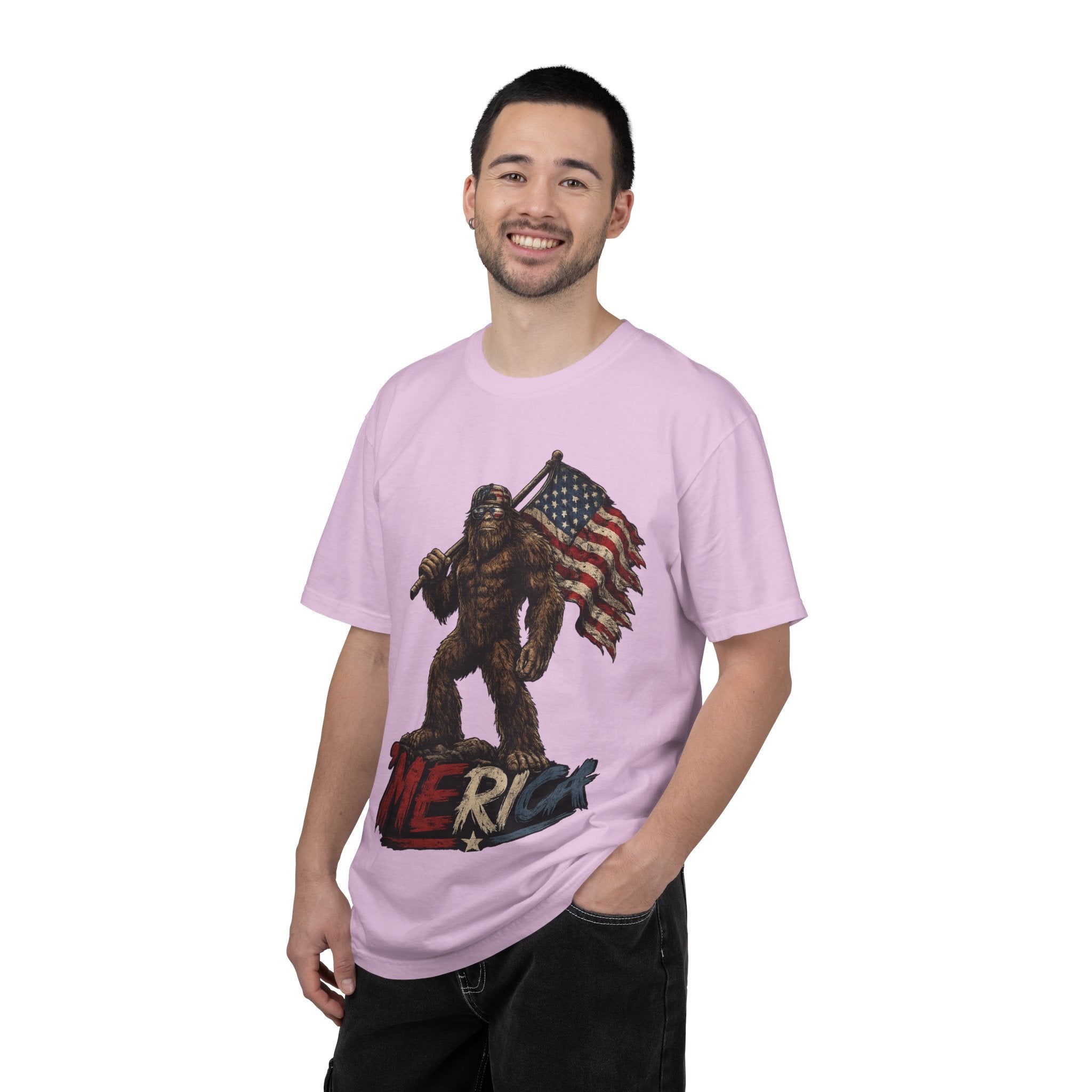 'Merica Bigfoot Flag T-Shirt — Patriotic Sasquatch Americana Tee