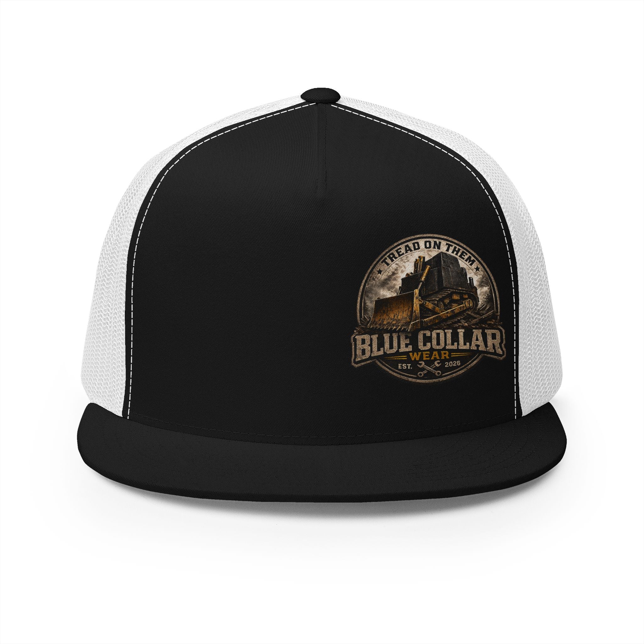 Blue Collar Workwear Trucker Cap — Lead On Team Vintage Construction Logo