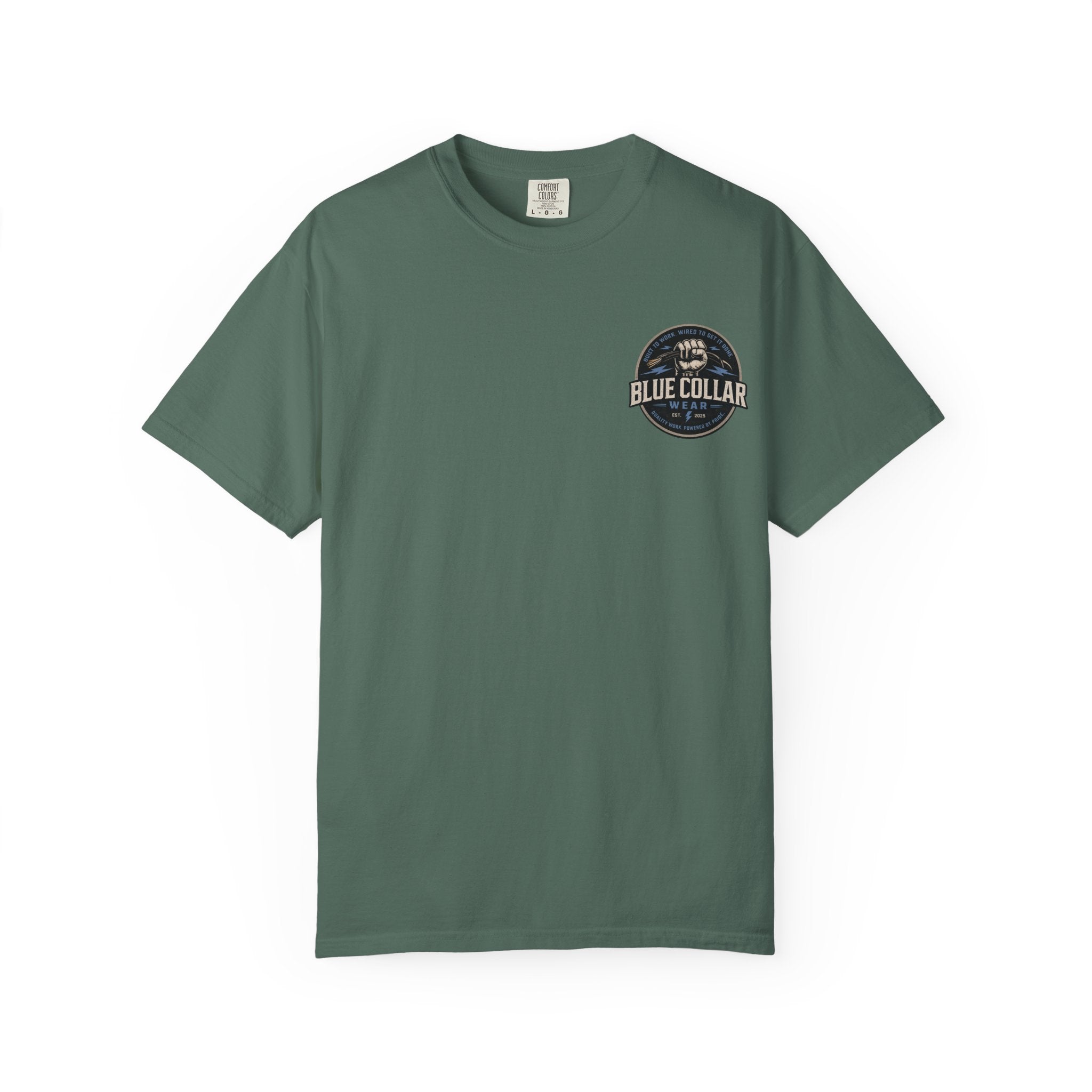 Blue Collar T-Shirt — Retro Workwear Fist Logo