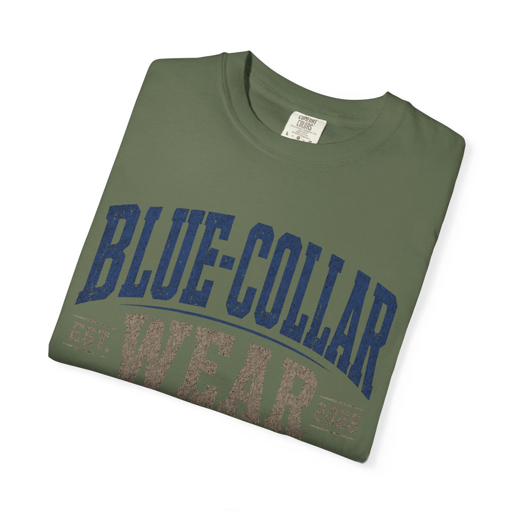 Blue-Collar Wear T-Shirt — "Work Hard • Play Harder" Retro Workwear Tee