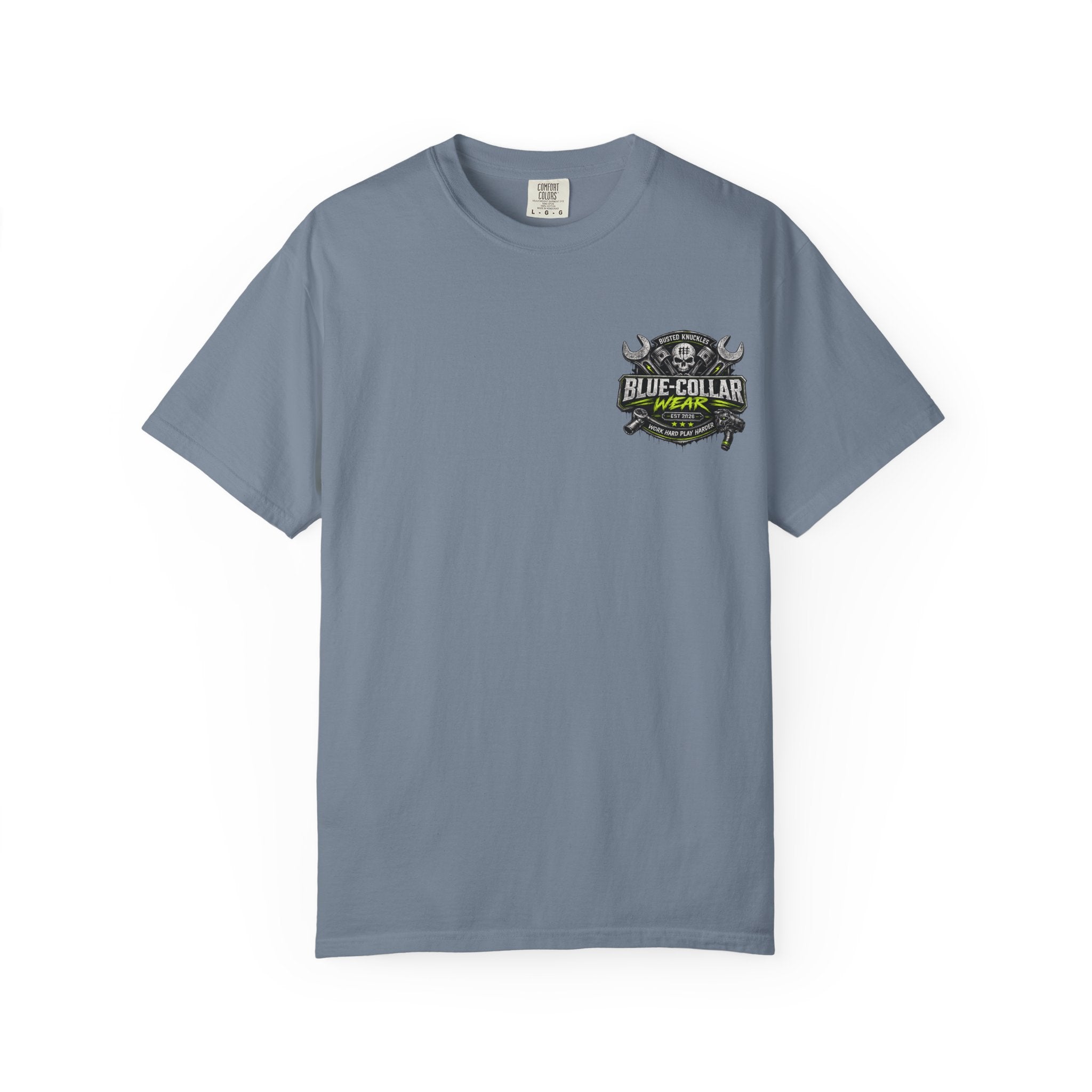 Blue-Collar Wear T-Shirt Mechanic — "Busted Knuckles" Workwear Graphic