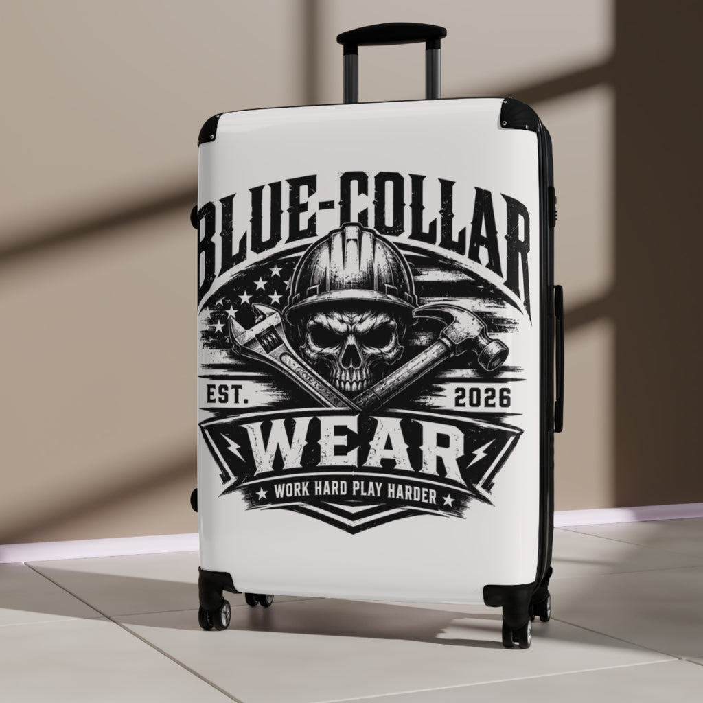 Suitcase — Blue Collar Wear Skull Luggage | Work Hard Play Hard Travel Case