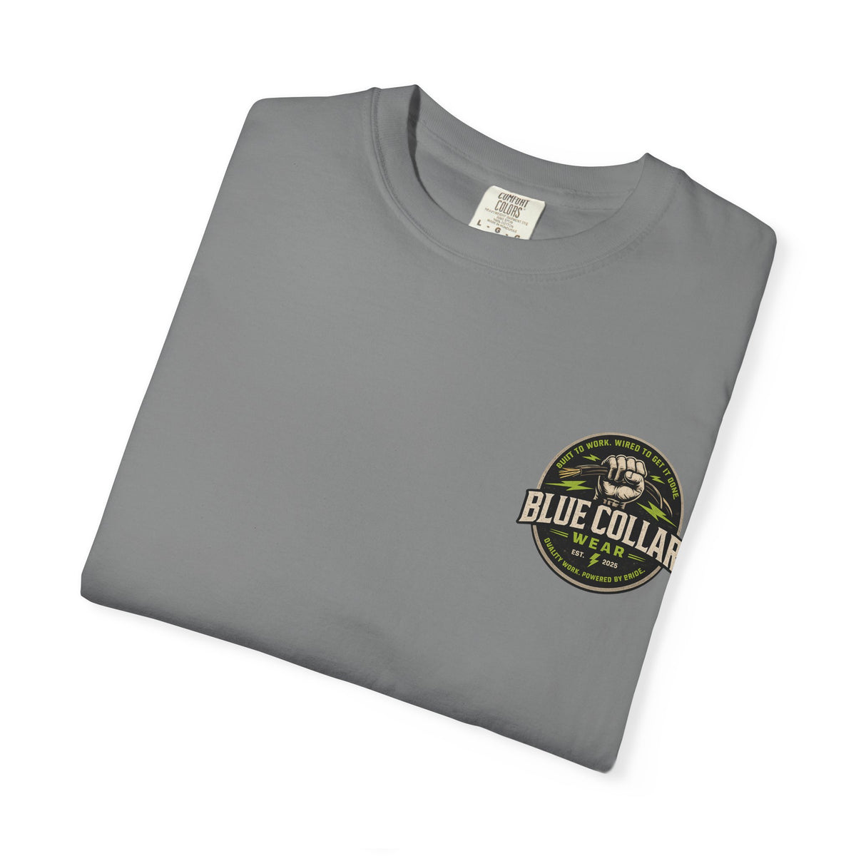 Blue Collar Wear T‑Shirt — Workwear Graphic Tee (“Blue Collar” Fist Logo)