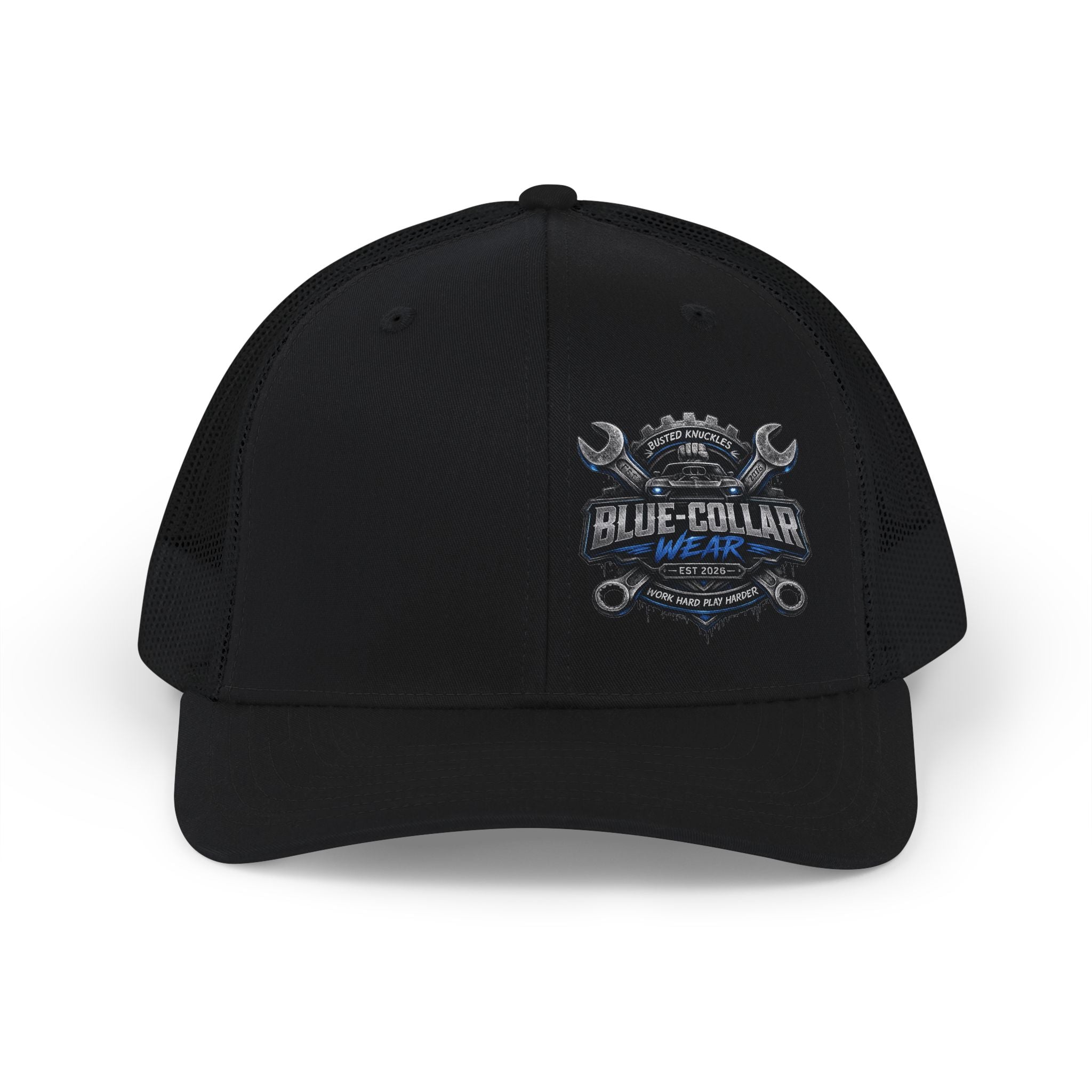 Trucker Cap — Blue Collar Mechanic Emblem Snapback