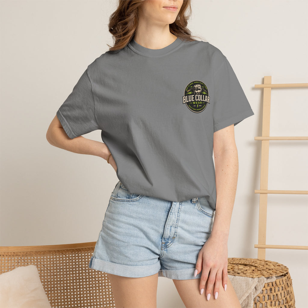 Blue Collar Wear T‑Shirt — Workwear Graphic Tee (“Blue Collar” Fist Logo)