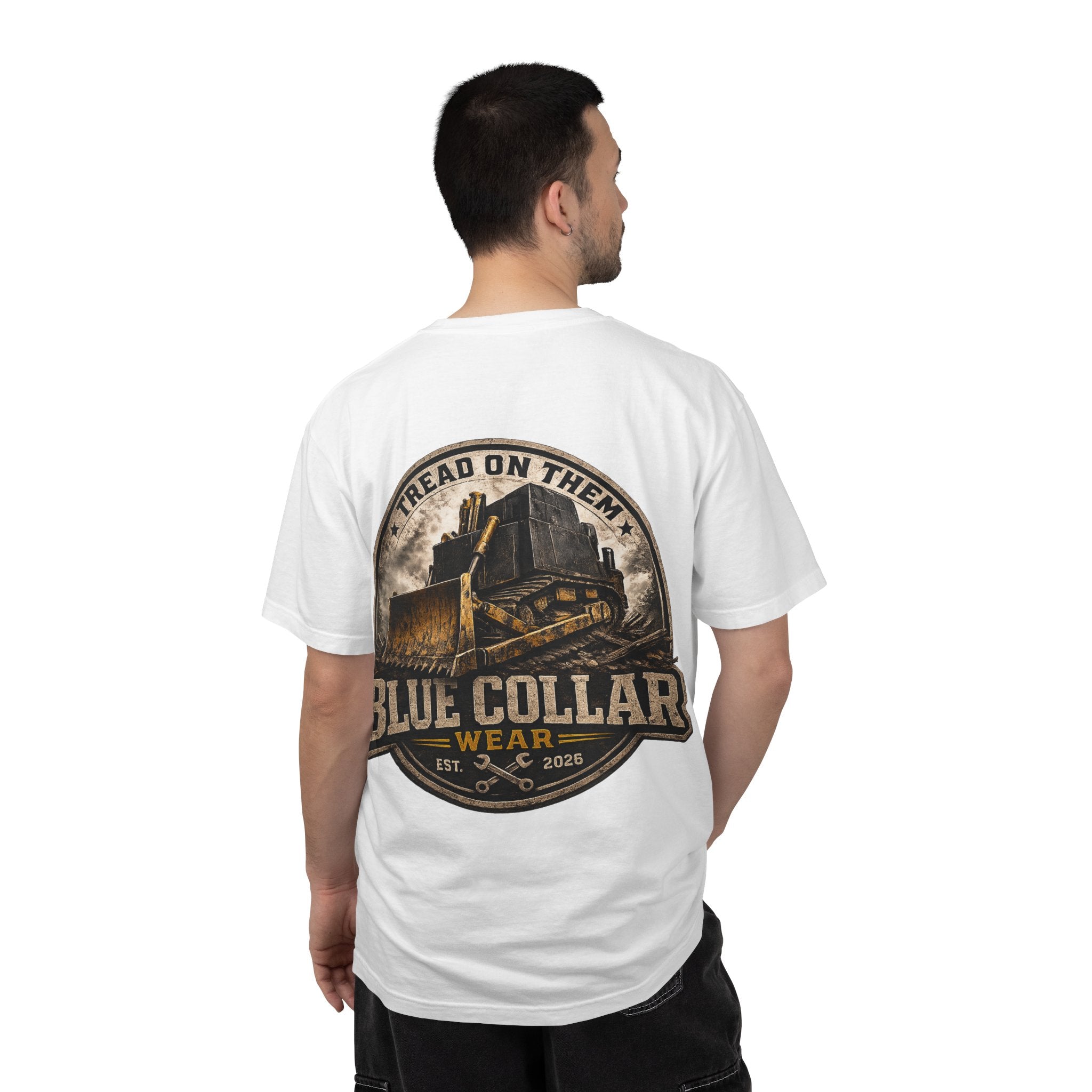 Blue Collar T-Shirt — "Tread On Them" Bulldozer Workwear Tee