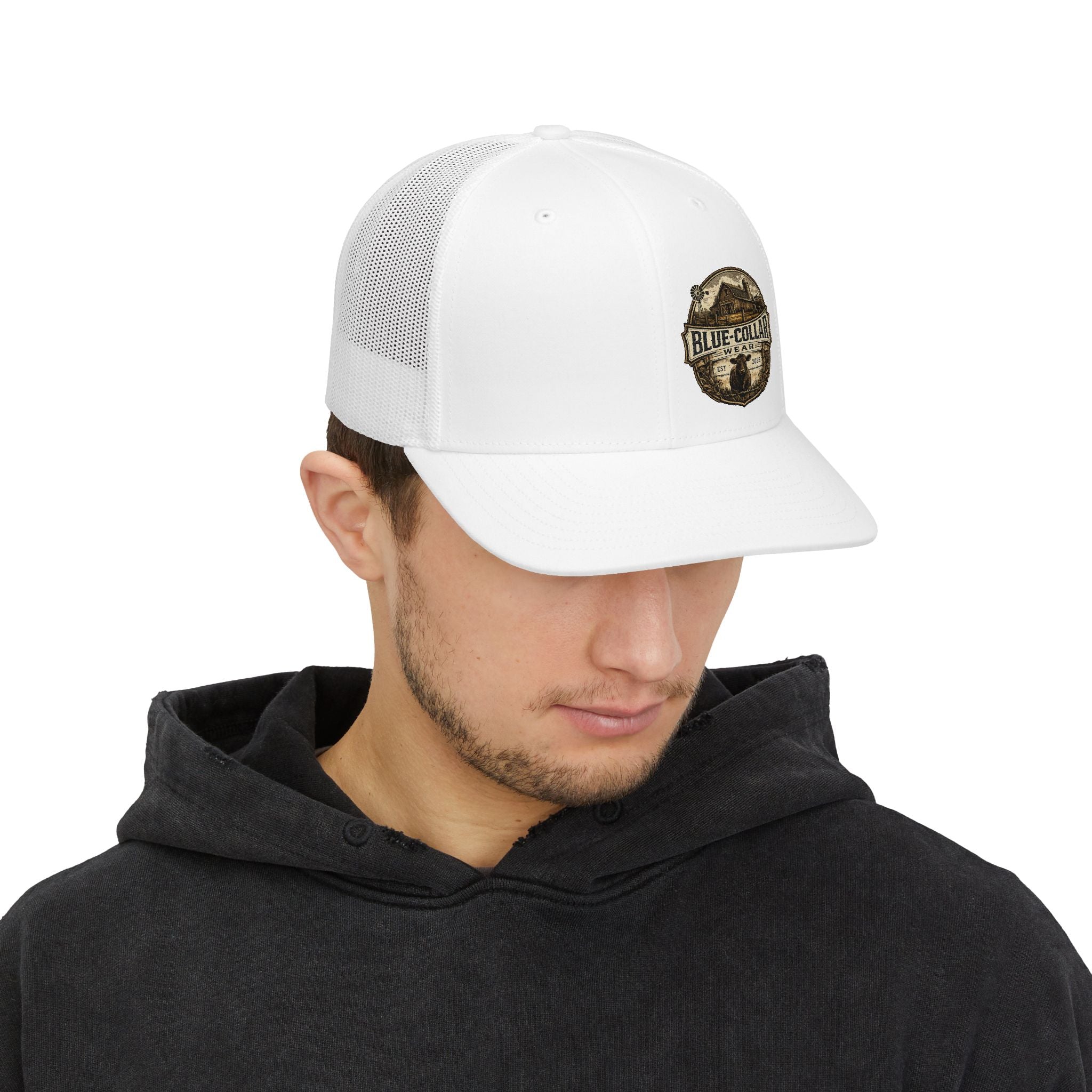 Blue-Collar Farmer Vintage Patch Snapback Trucker Cap