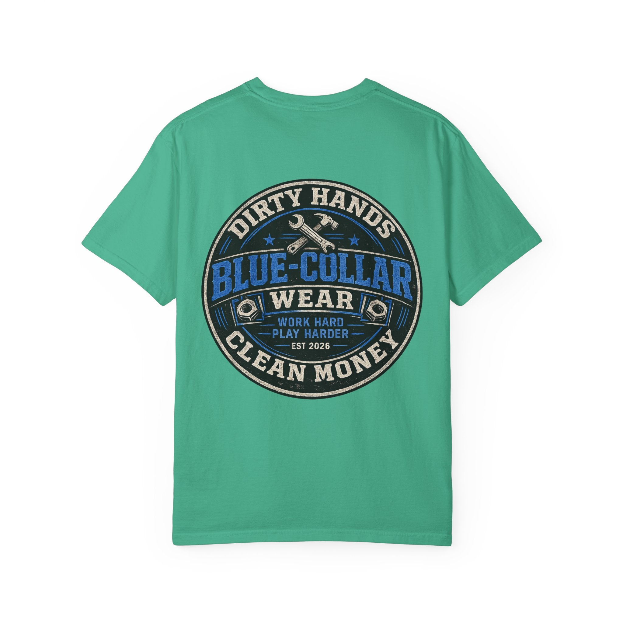 Blue-Collar T-Shirt — "Dirty Hands, Clean Money" Workwear Graphic Tee