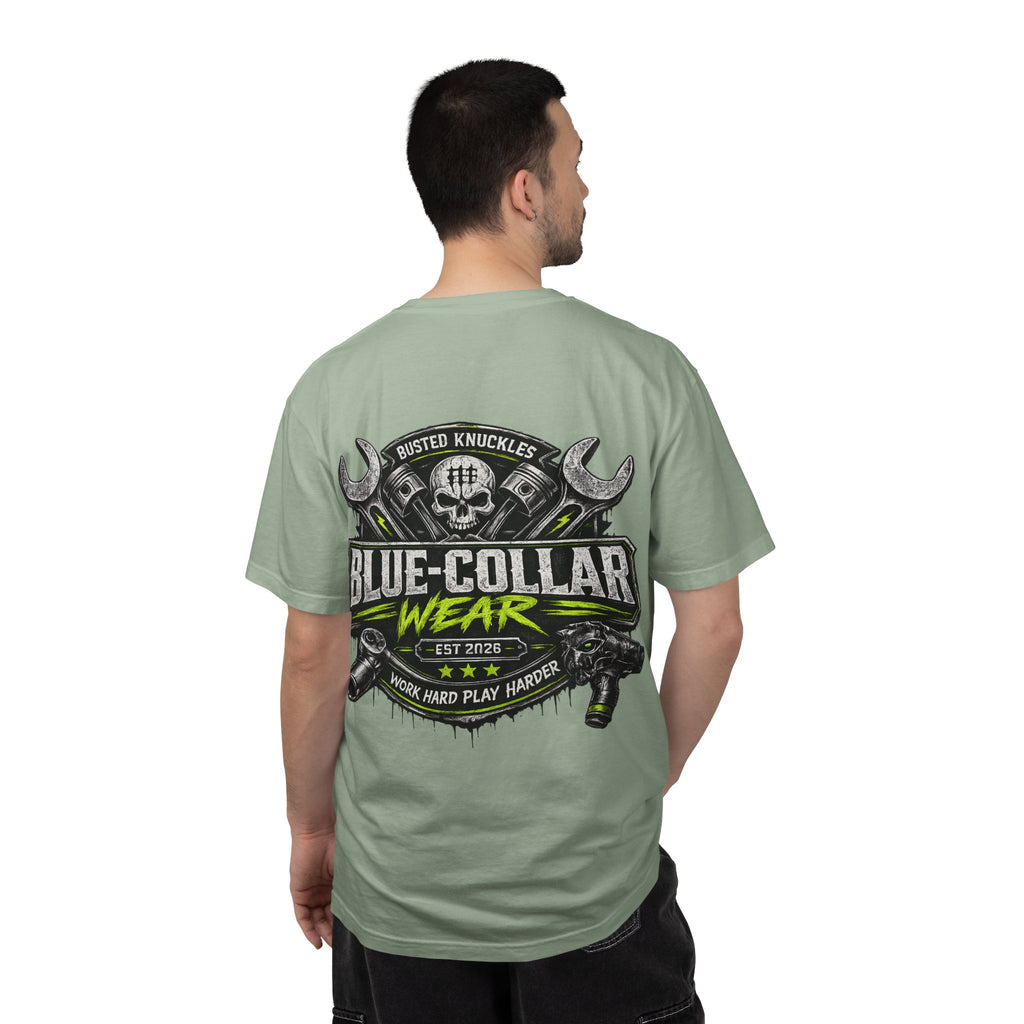 Blue-Collar Wear T-Shirt Mechanic — "Busted Knuckles" Workwear Graphic