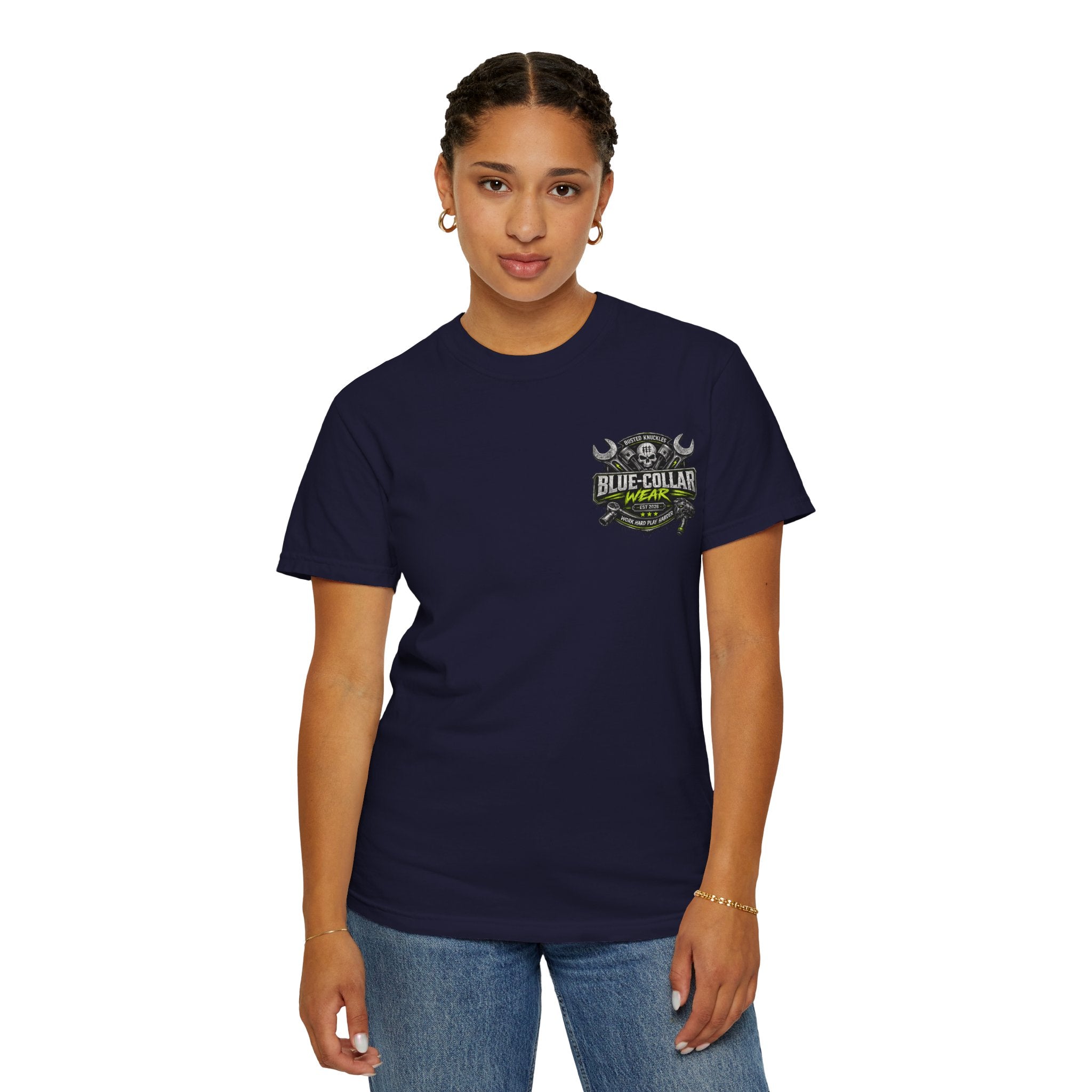 Blue-Collar Wear T-Shirt Mechanic – 'Work Hard Play Harder' Vintage Mechanics Tee