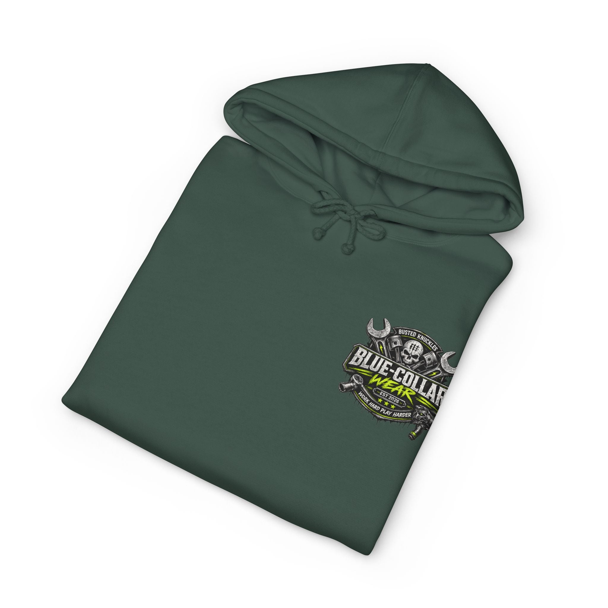 Blue-Collar Wear Hoodie Mechanic — "Blue-Collar Wear" Skull & Wrench Workwear Pullover