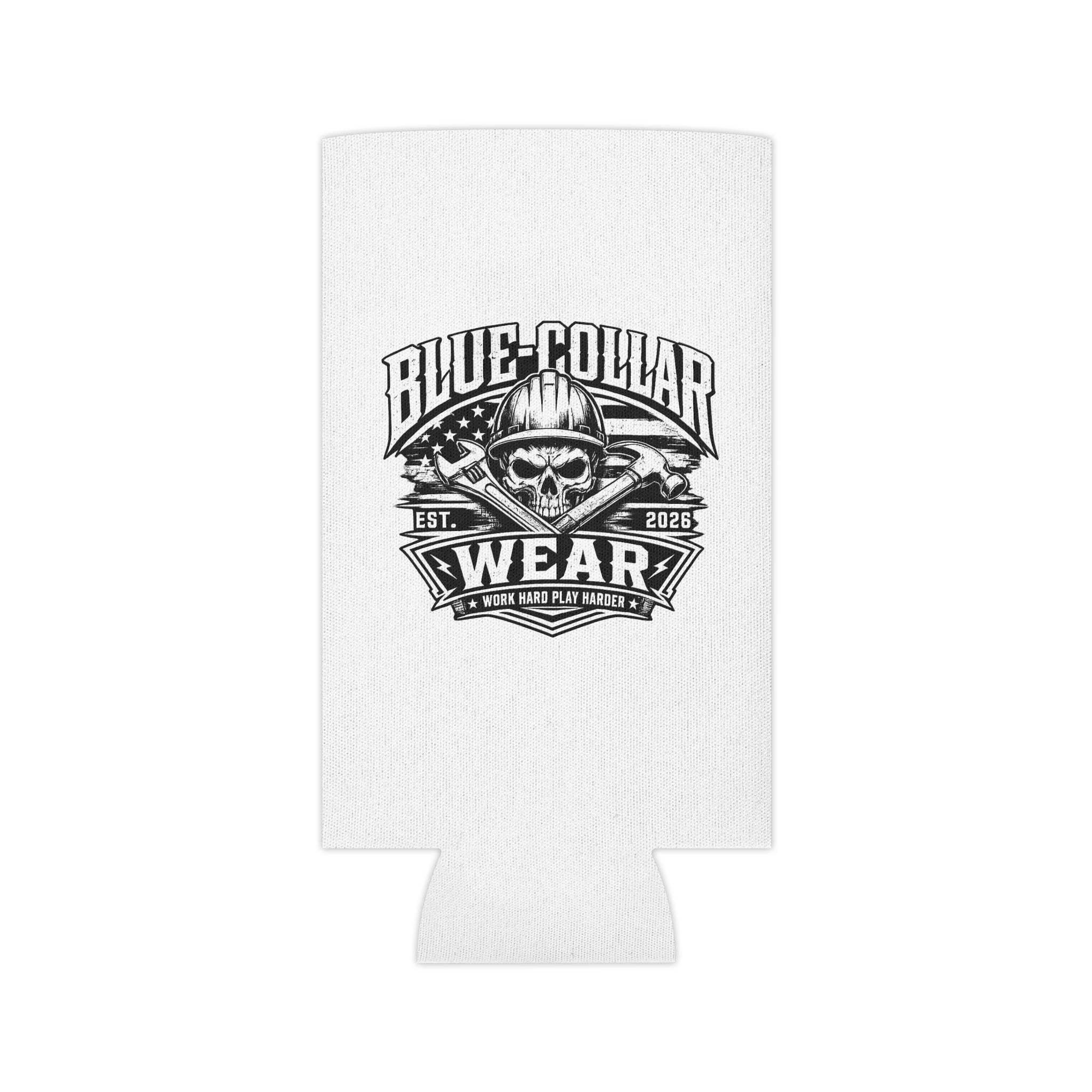 Blue Collar Wear KOOZIE – Skull Hard Hat Beverage Koozie (Work Hard Play Hard)