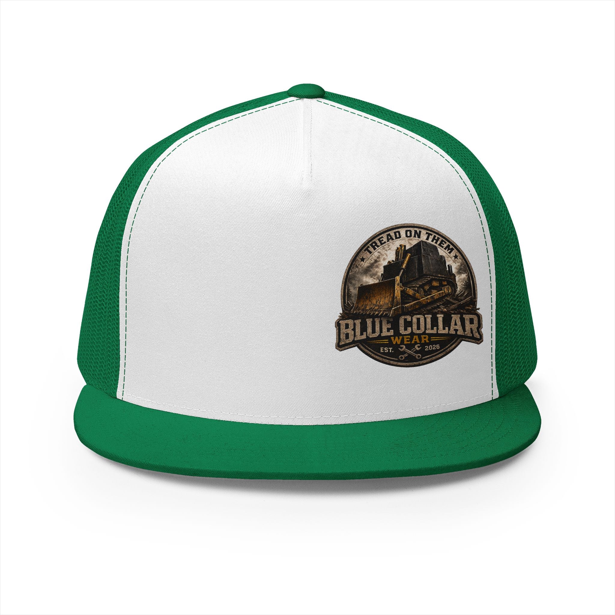 Blue Collar Workwear Trucker Cap — Lead On Team Vintage Construction Logo
