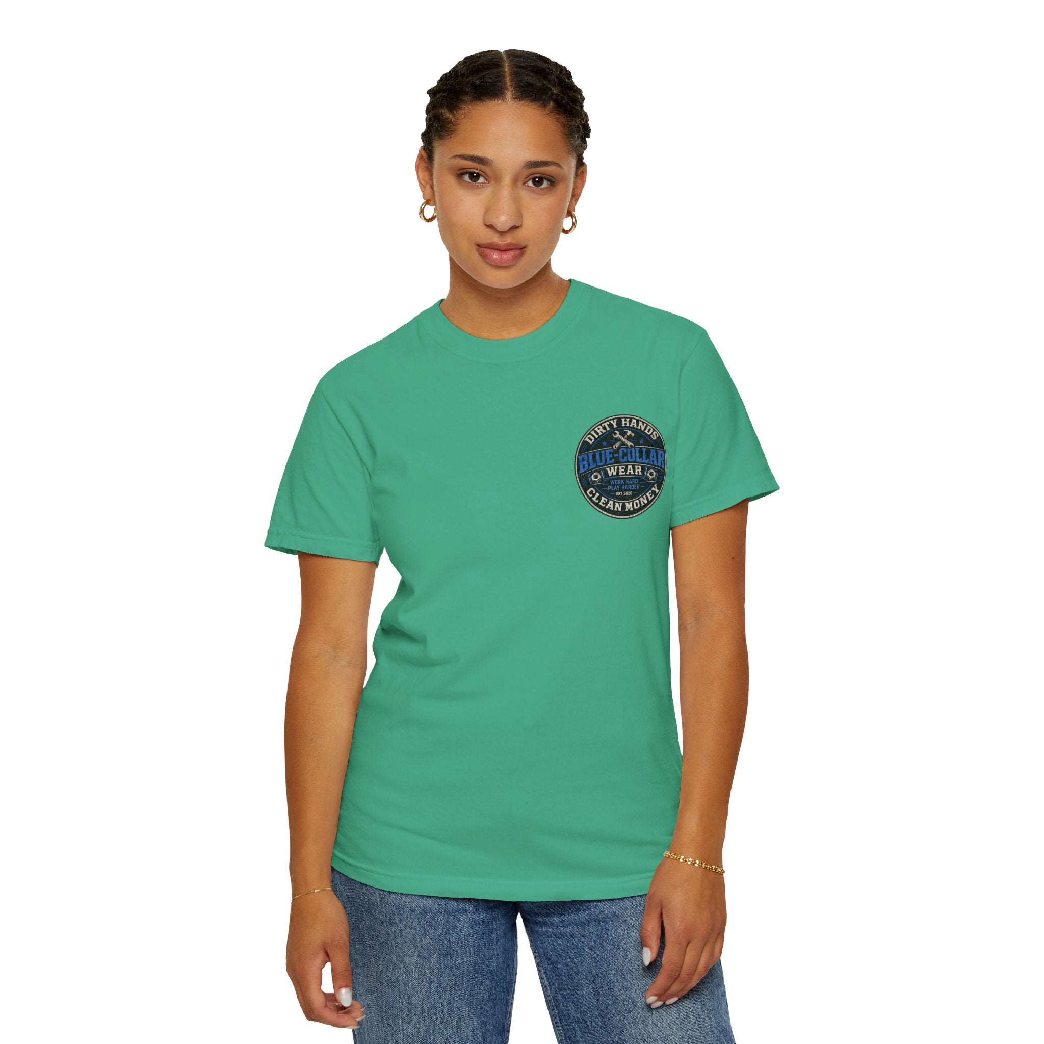 Blue-Collar T-Shirt — "Dirty Hands, Clean Money" Workwear Graphic Tee